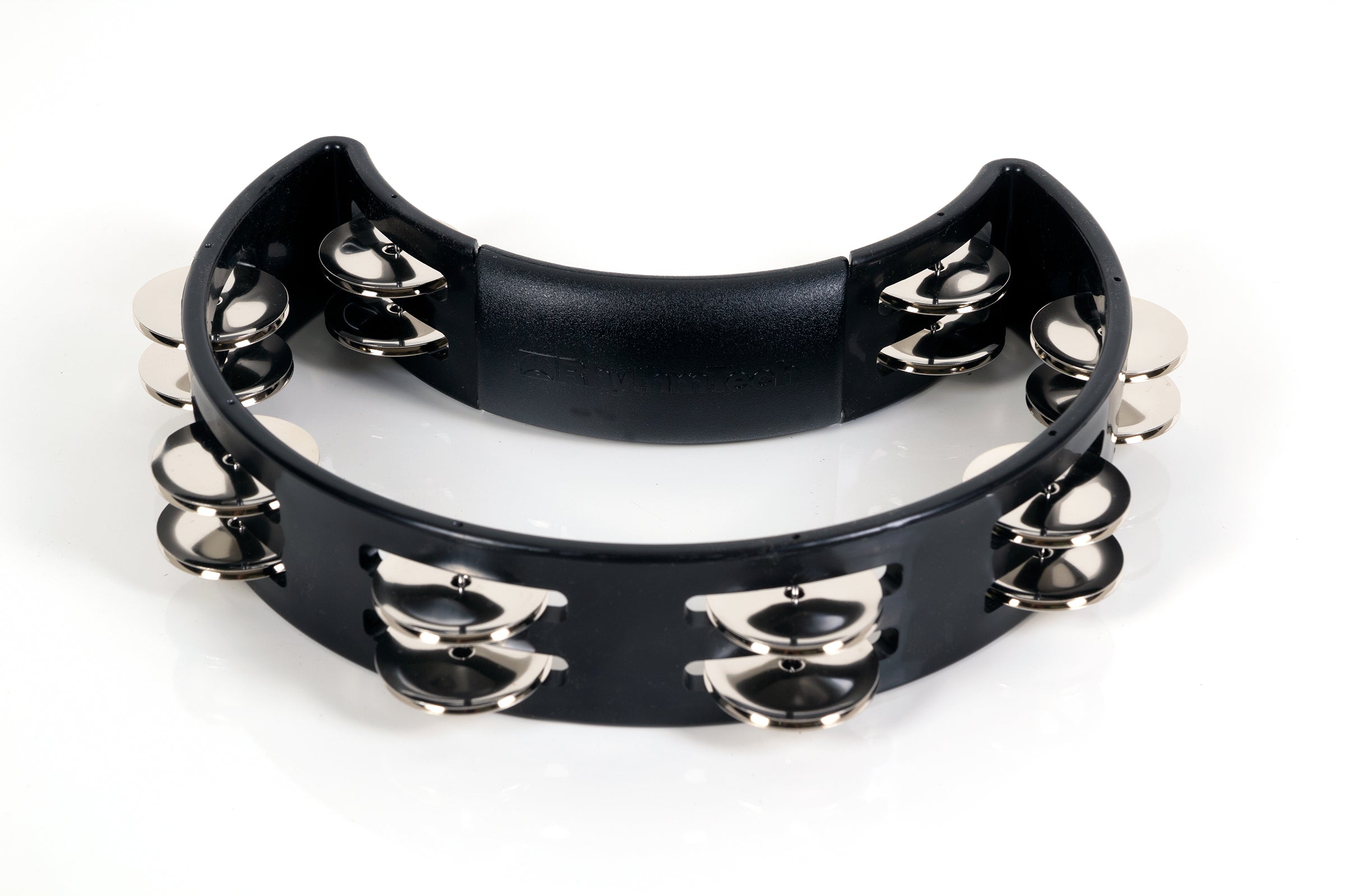 Rhythm Tech RT1010 Tambourine. Black with Double Row Nickel Jingles