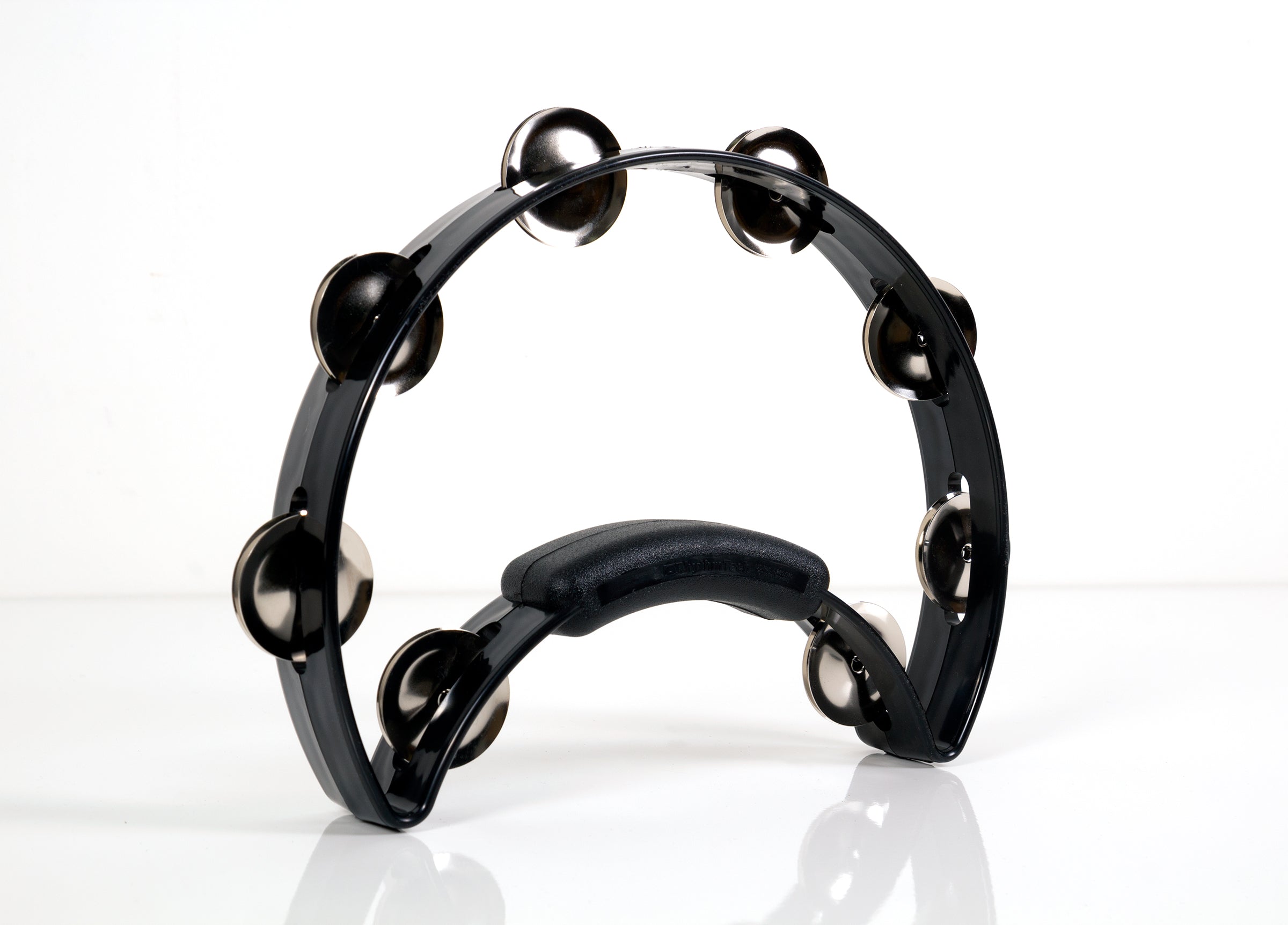 Rhythm Tech RT1210 Solo Tambourine. Black with Single Row Nickel Jingles