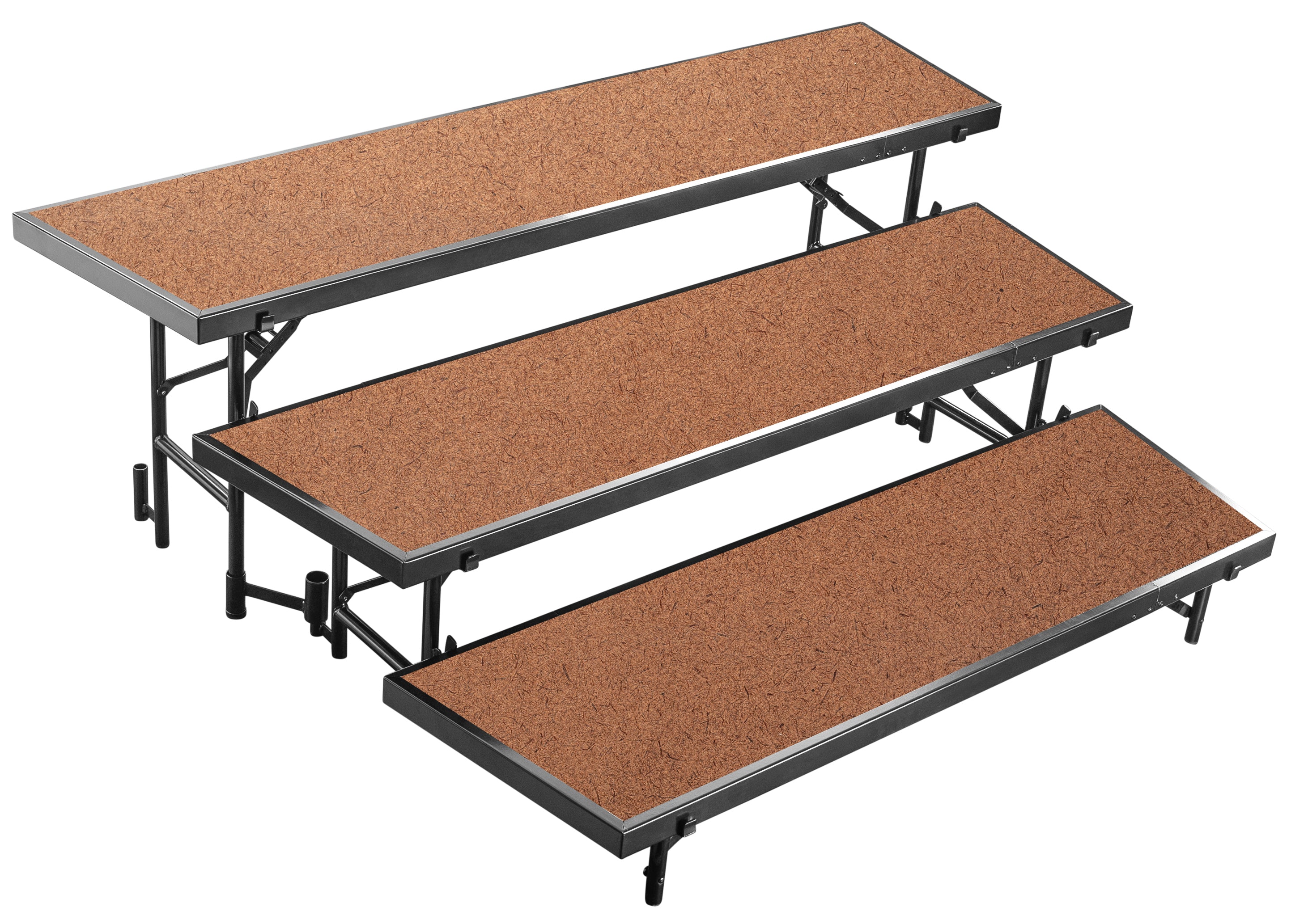 NPS® 3 Level Tapered Standing Choral Riser, Hardboard (18" x 96" Platform) , Frame Color: Black