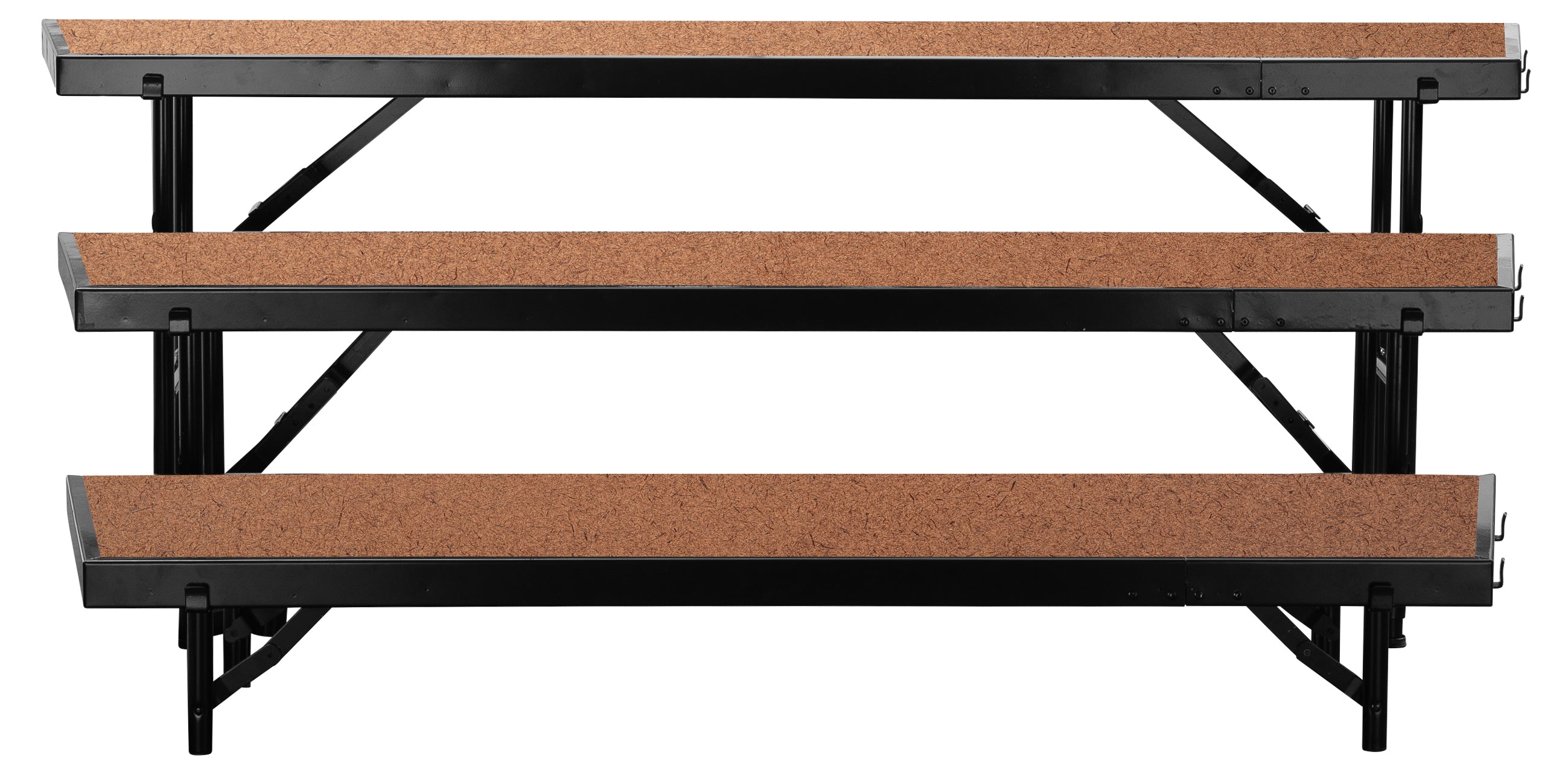 NPS® 3 Level Tapered Standing Choral Riser, Hardboard (18" x 96" Platform) , Frame Color: Black