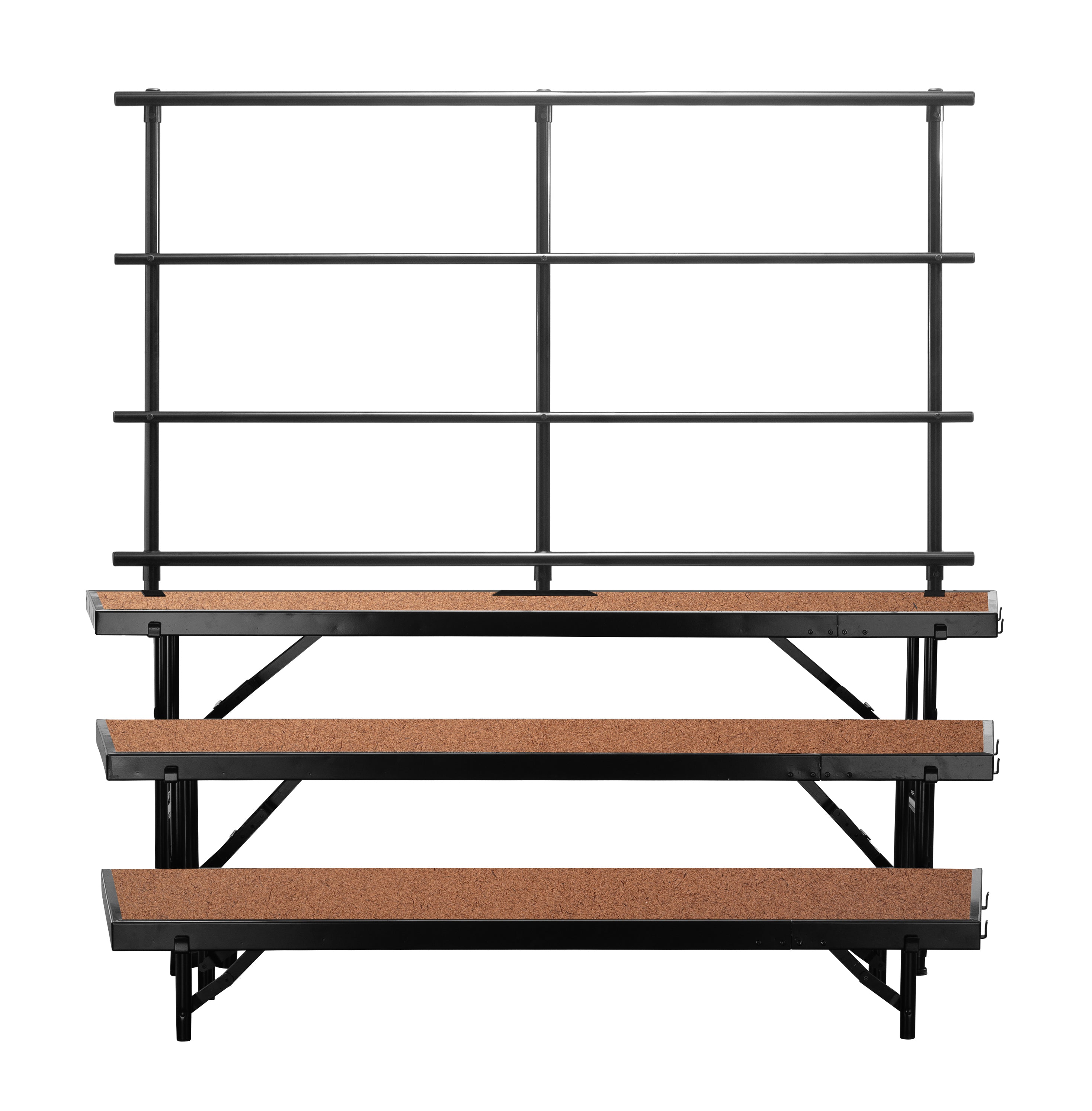 NPS® 3 Level Tapered Standing Choral Riser, Hardboard (18" x 96" Platform) , Frame Color: Black