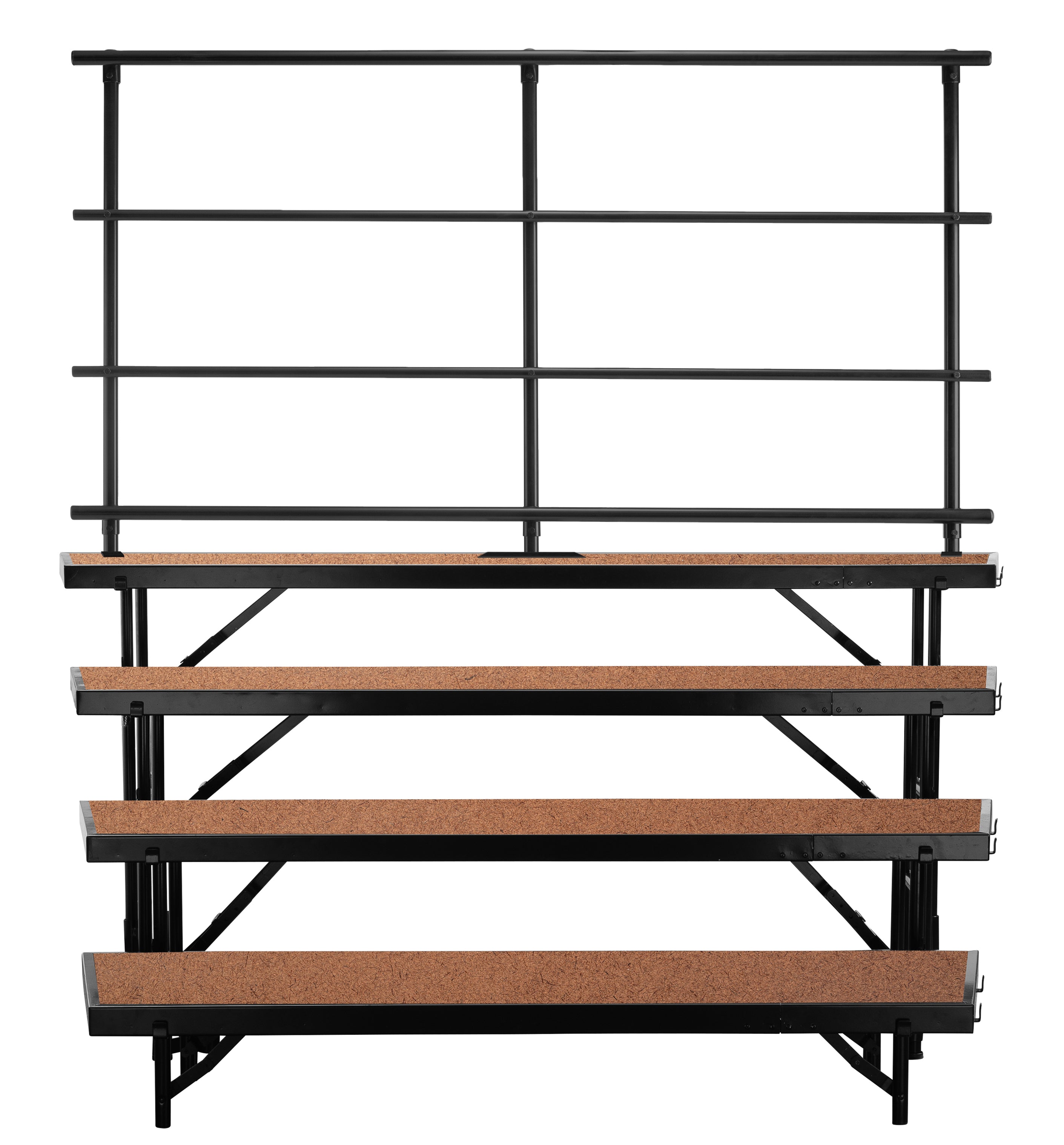 NPS® 4 Level Tapered Standing Choral Riser, Hardboard (18" x 96" Platform), Frame Color: Black