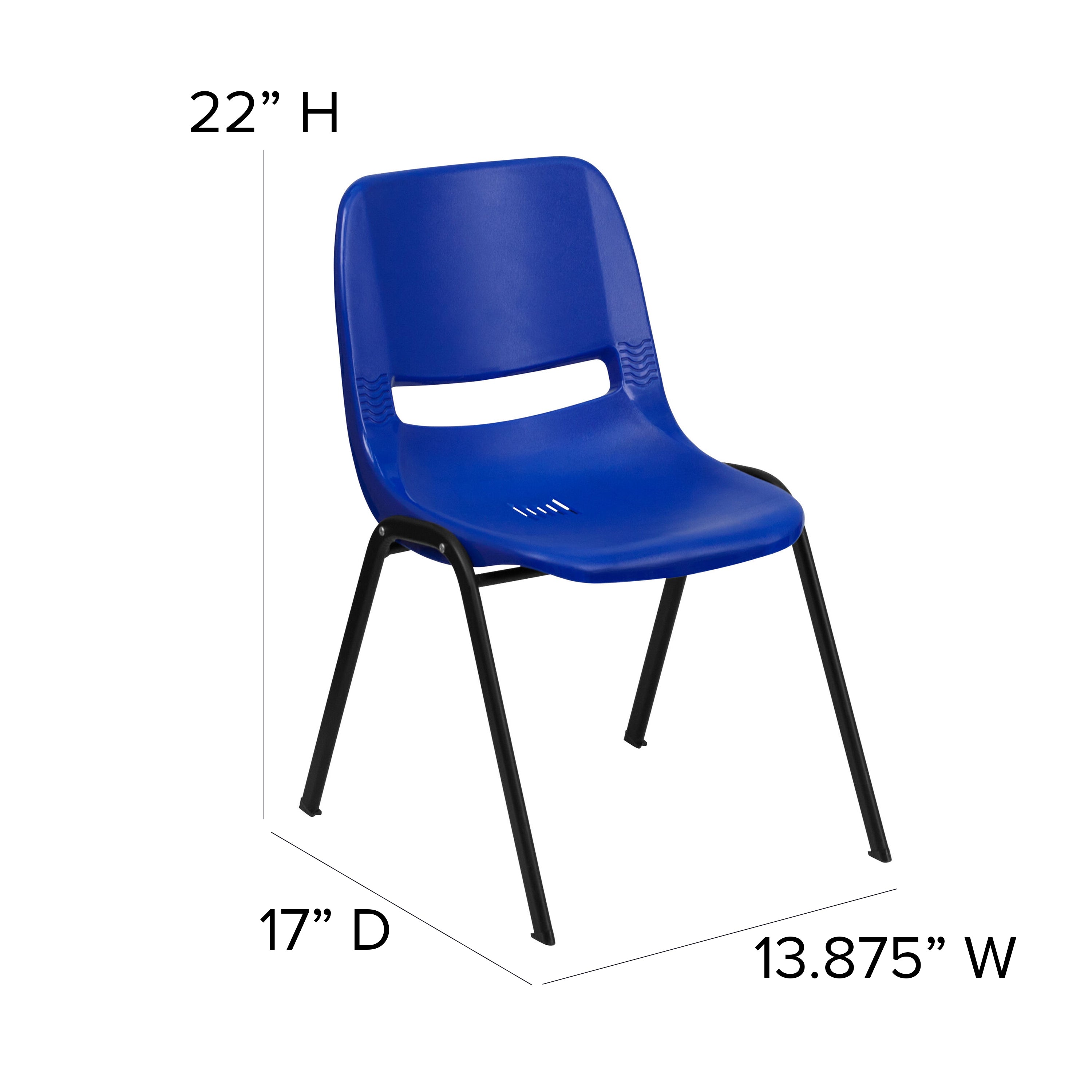 HERCULES Series 440 lb. Capacity Kid's Navy Ergonomic Shell Stack Chair with Black Frame and 12" Seat Height