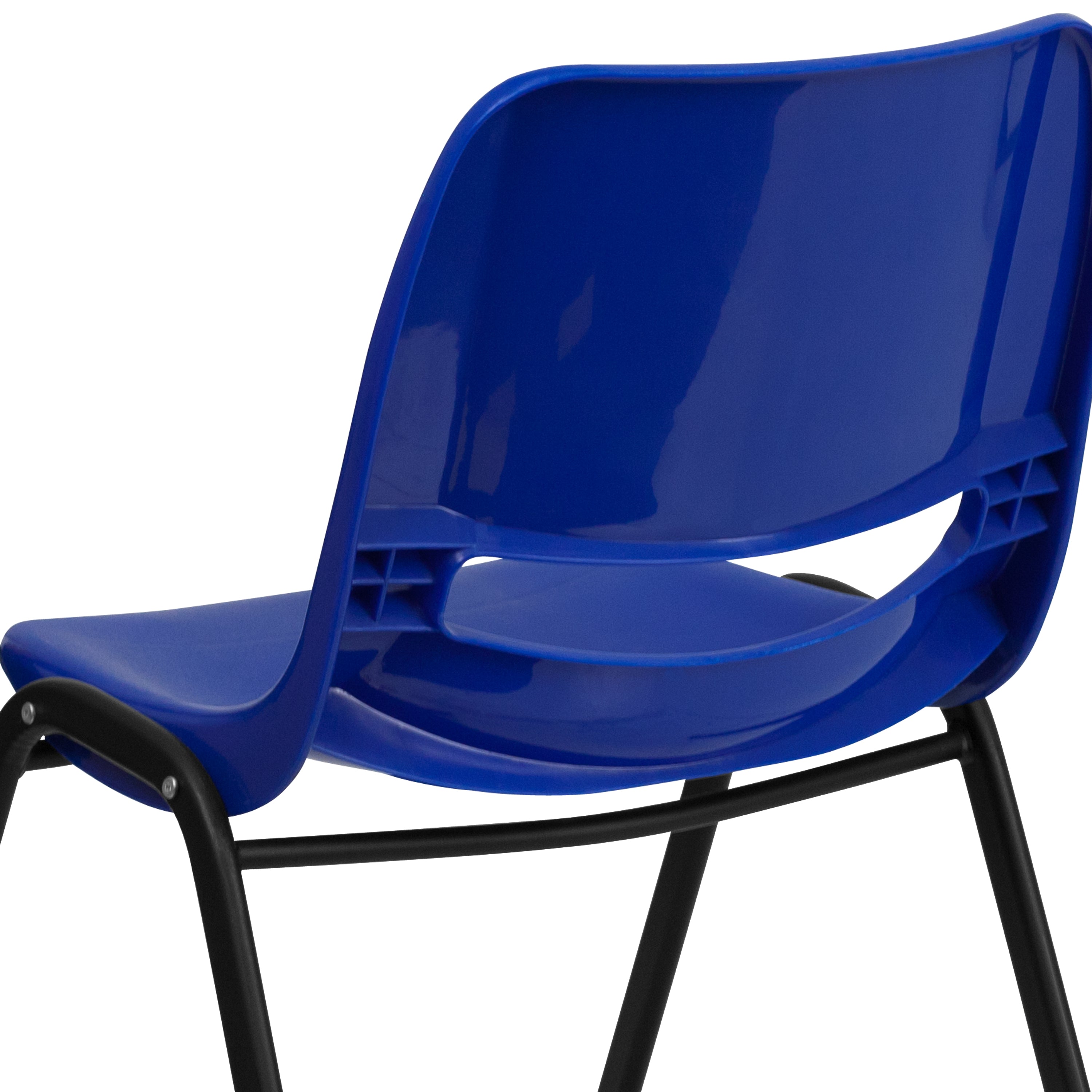 HERCULES Series 440 lb. Capacity Kid's Navy Ergonomic Shell Stack Chair with Black Frame and 12" Seat Height