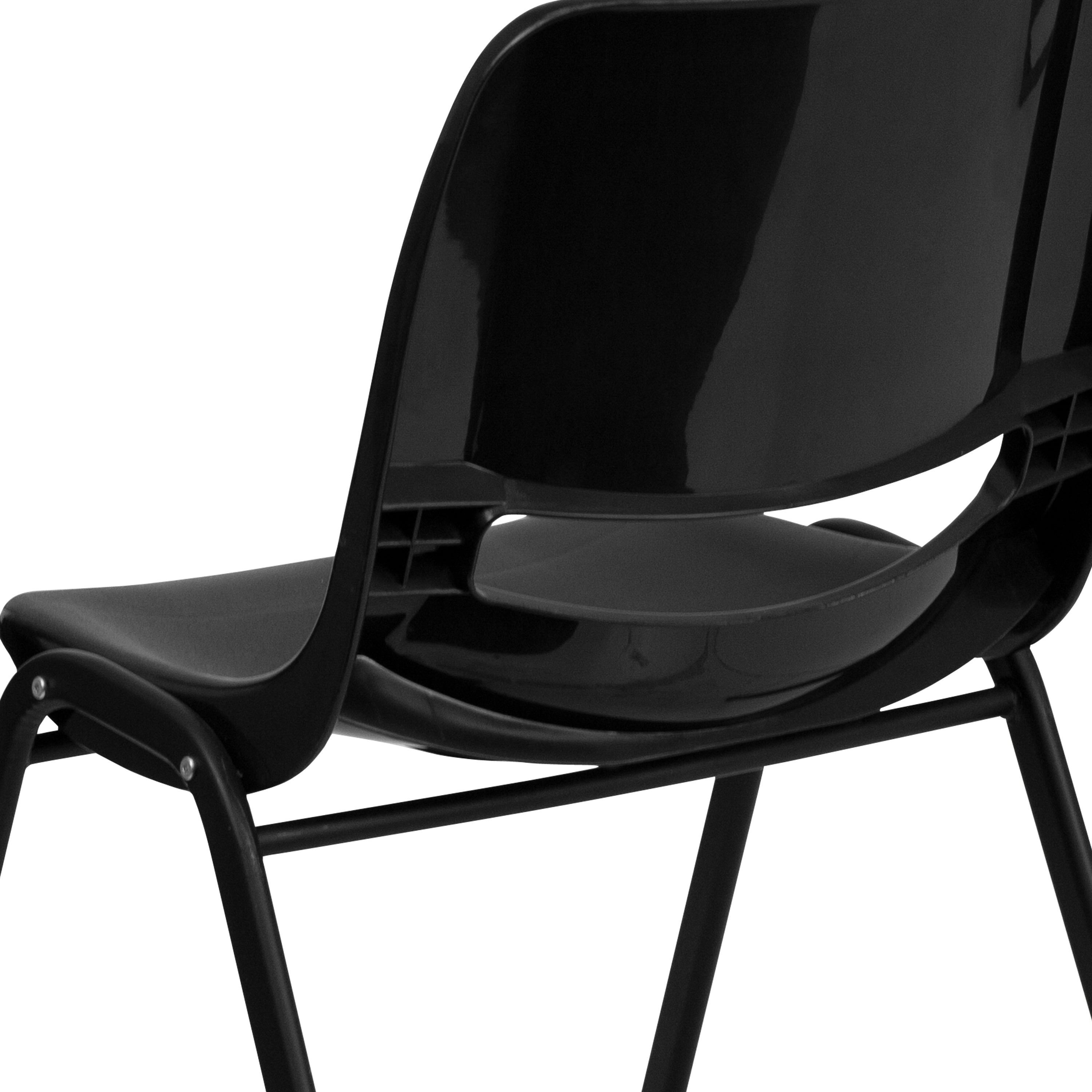 HERCULES Series 440 lb. Capacity Kid's Black Ergonomic Shell Stack Chair with Black Frame and 12" Seat Height