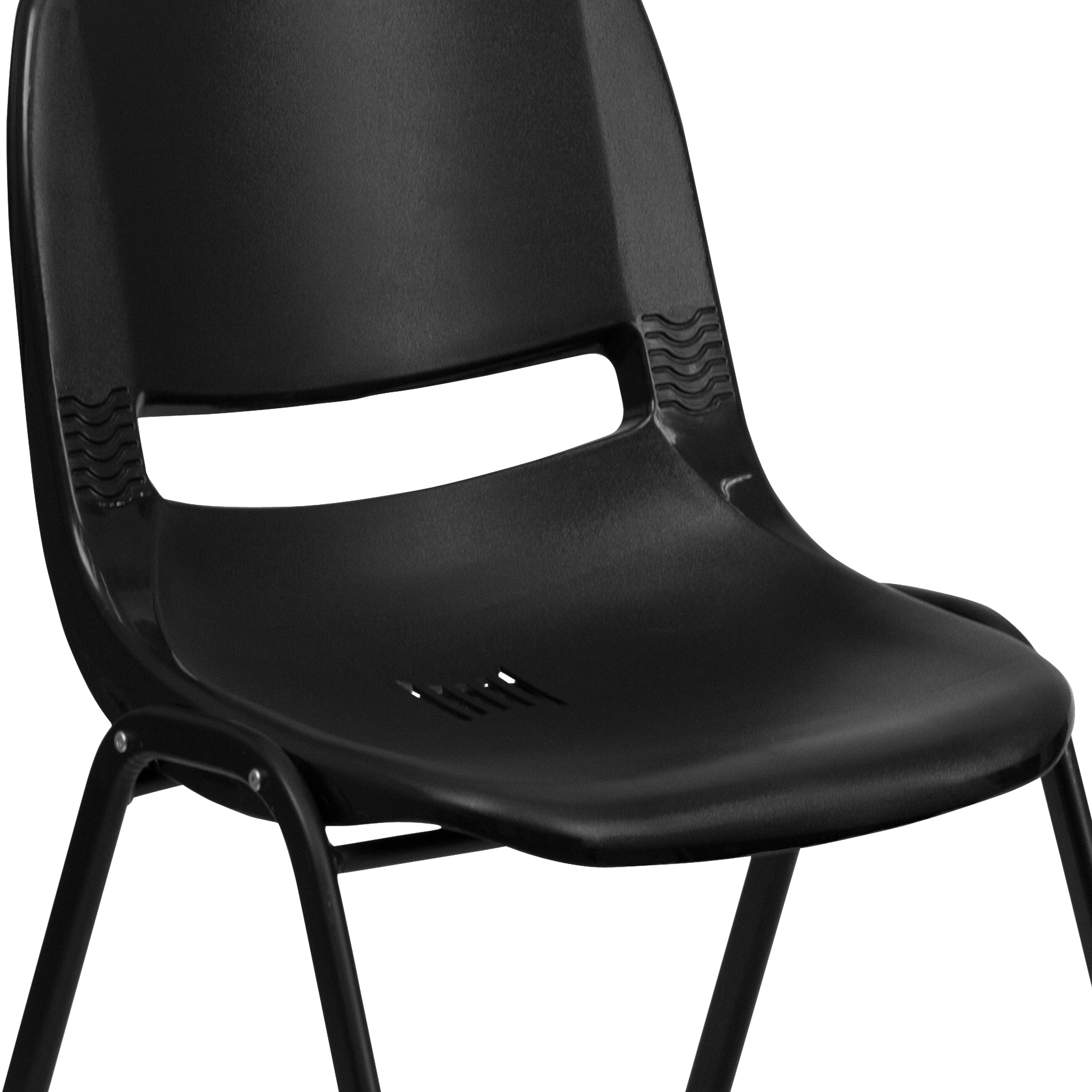 HERCULES Series 440 lb. Capacity Kid's Black Ergonomic Shell Stack Chair with Black Frame and 12" Seat Height