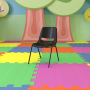 HERCULES Series 440 lb. Capacity Kid's Black Ergonomic Shell Stack Chair with Black Frame and 12" Seat Height
