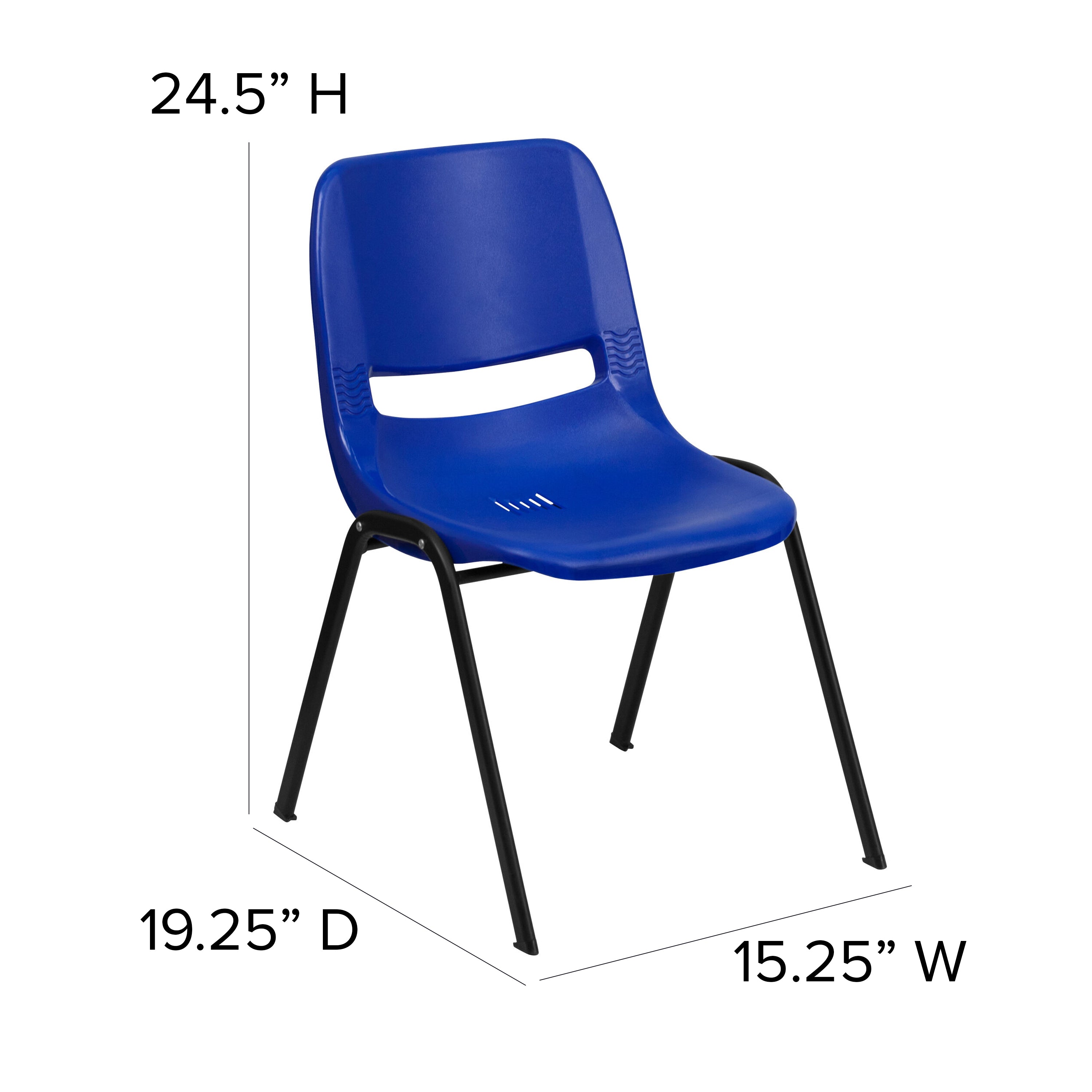 HERCULES Series 440 lb. Capacity Kid's Navy Ergonomic Shell Stack Chair with Black Frame and 14" Seat Height