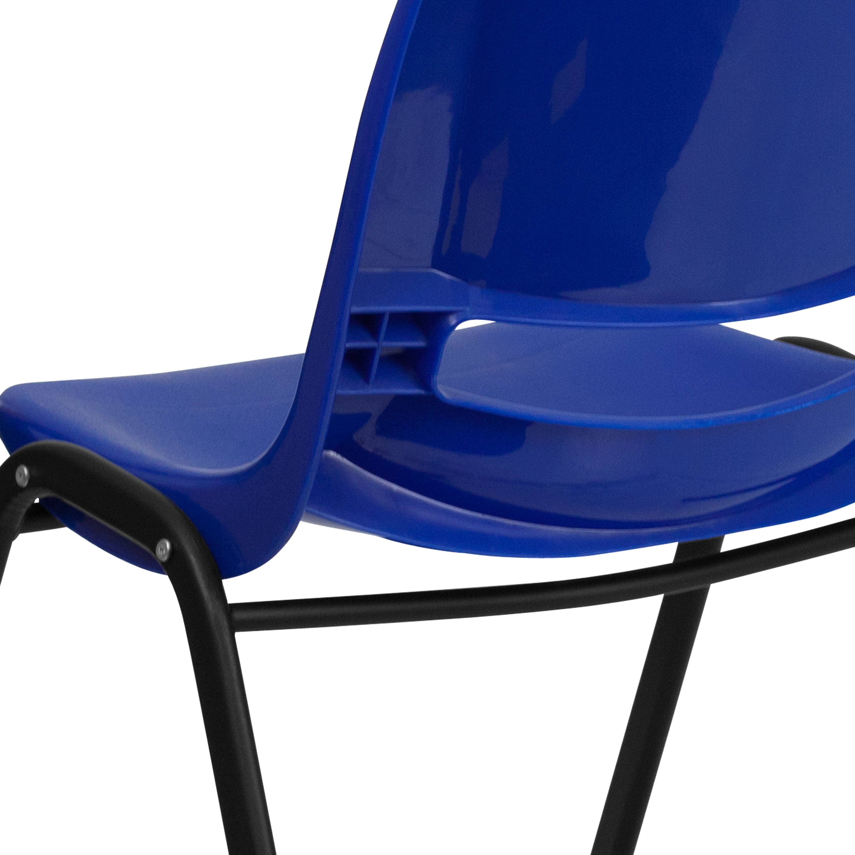 HERCULES Series 440 lb. Capacity Kid's Navy Ergonomic Shell Stack Chair with Black Frame and 14" Seat Height