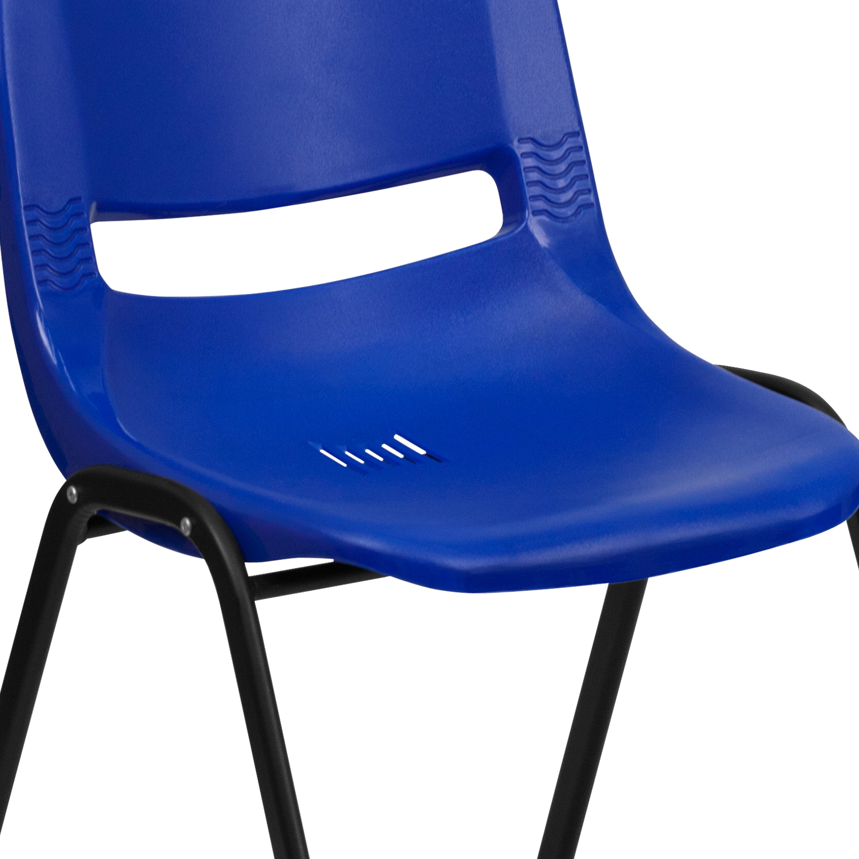 HERCULES Series 440 lb. Capacity Kid's Navy Ergonomic Shell Stack Chair with Black Frame and 14" Seat Height