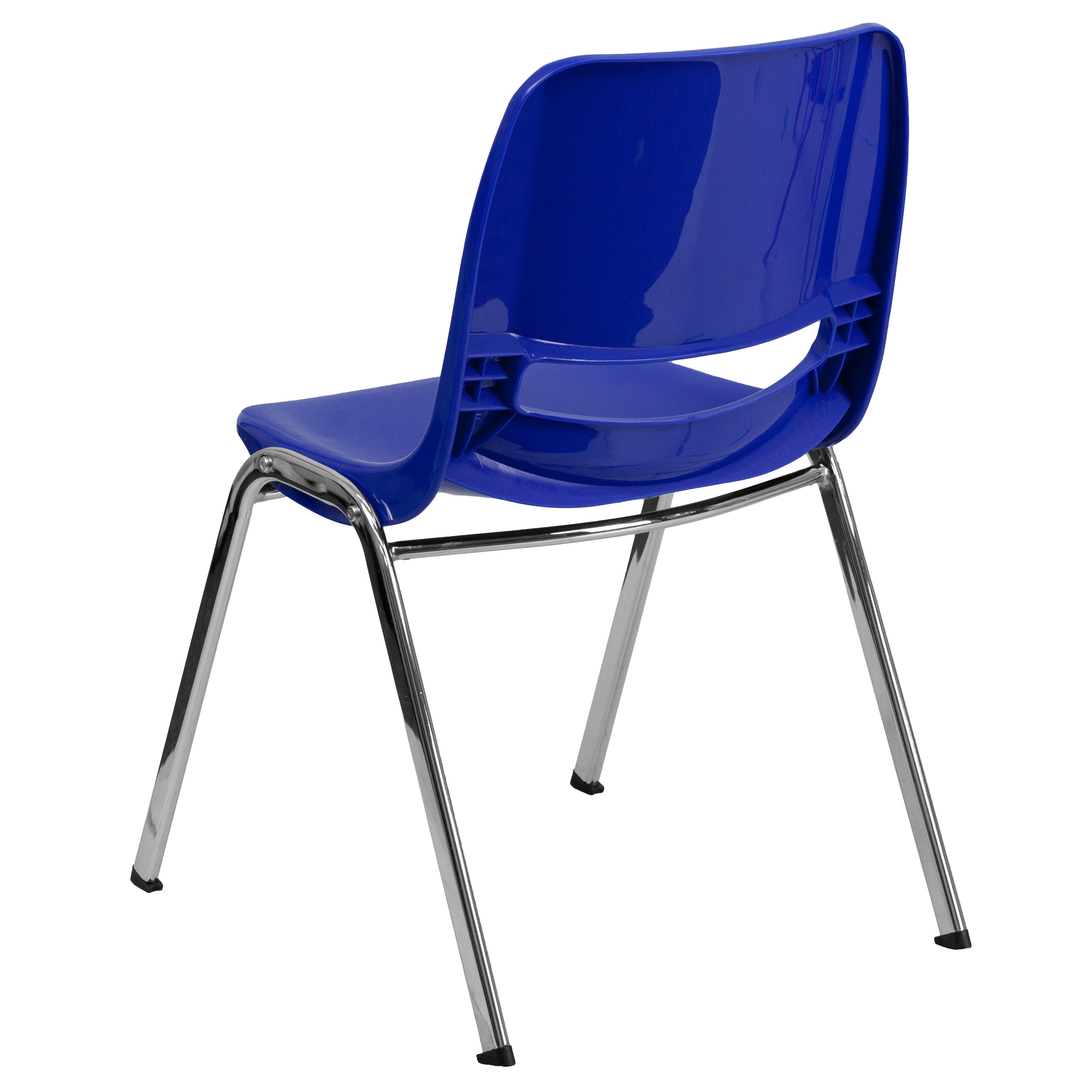 HERCULES Series 440 lb. Capacity Kid's Navy Ergonomic Shell Stack Chair with Chrome Frame and 14" Seat Height