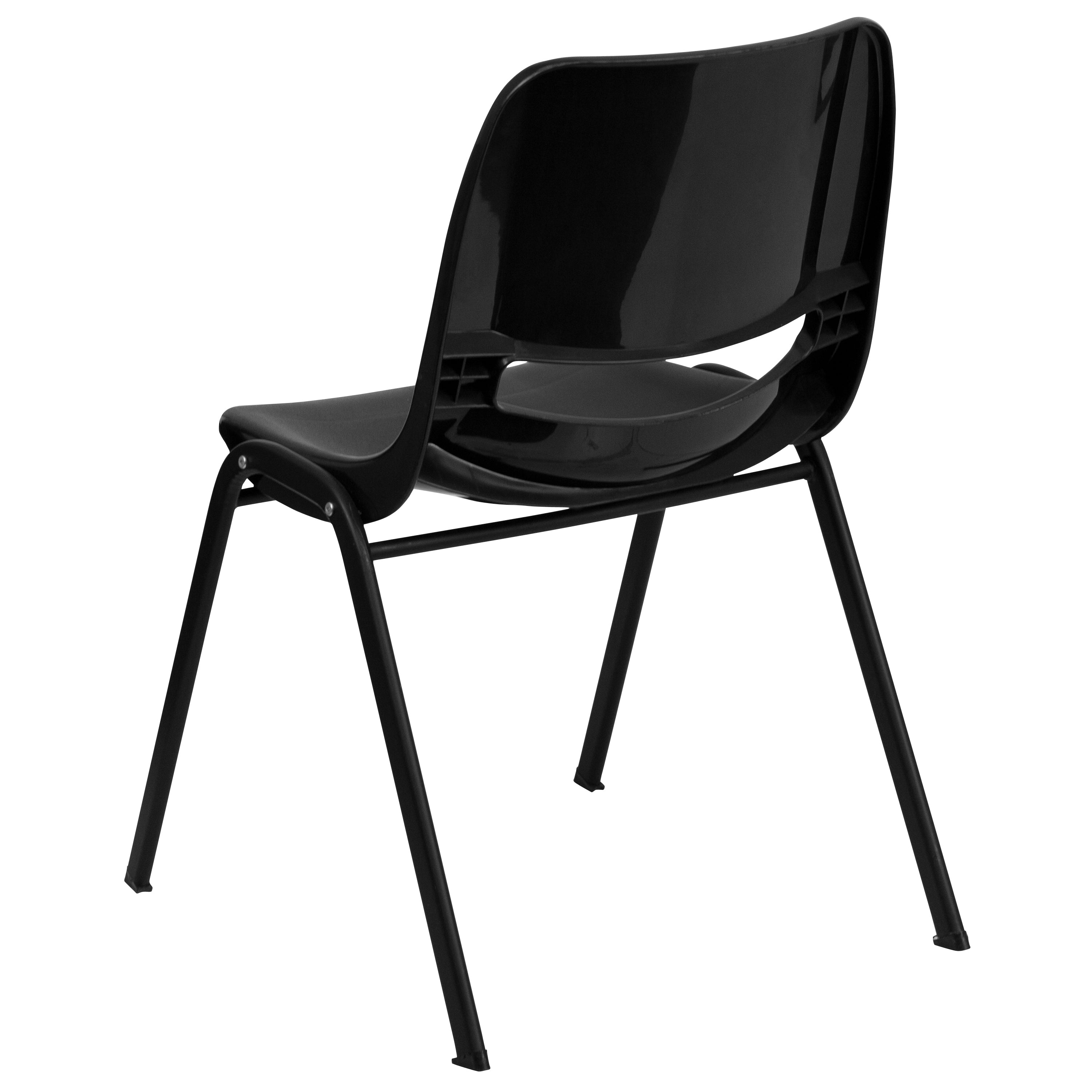 HERCULES Series 440 lb. Capacity Kid's Black Ergonomic Shell Stack Chair with Black Frame and 14" Seat Height