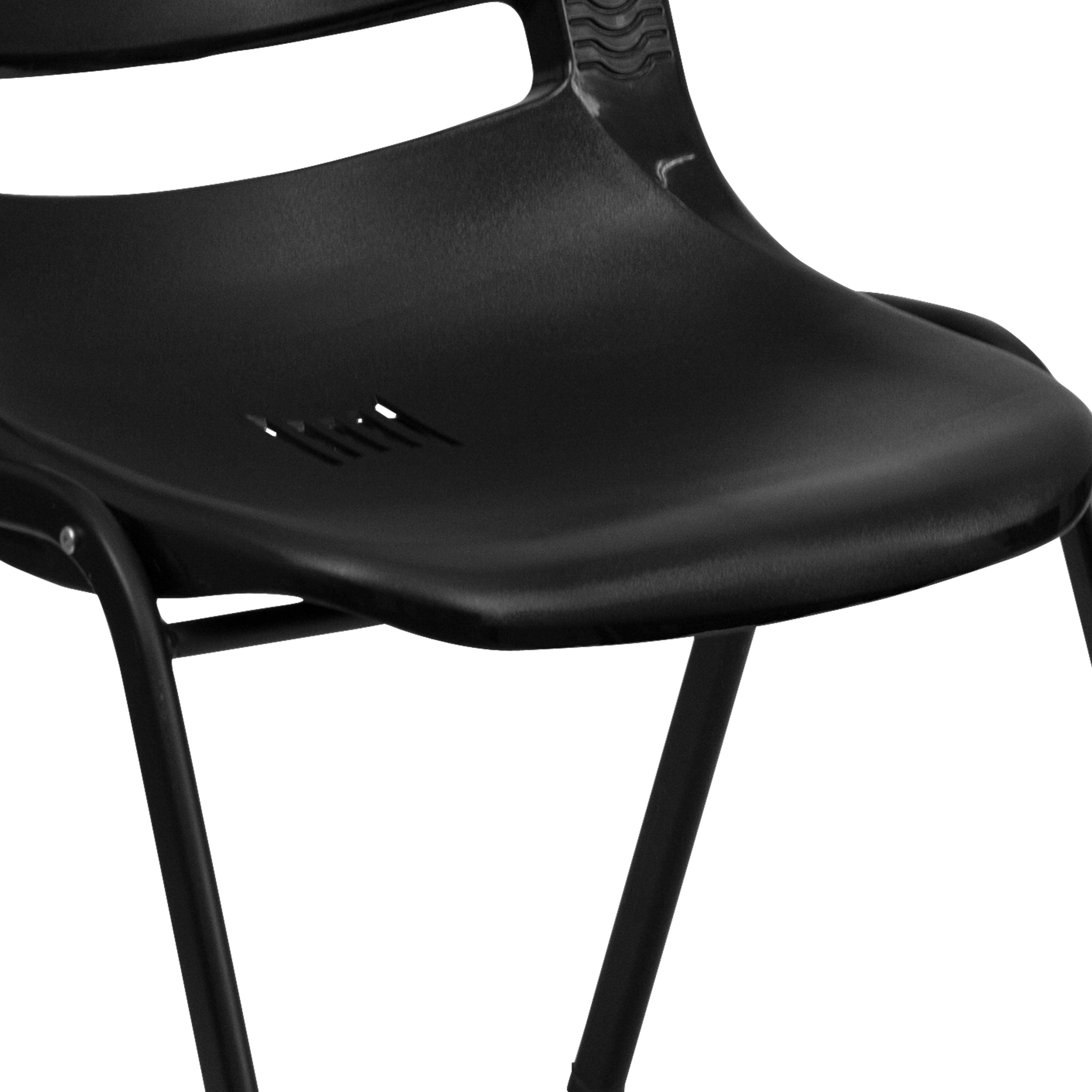 HERCULES Series 440 lb. Capacity Kid's Black Ergonomic Shell Stack Chair with Black Frame and 14" Seat Height