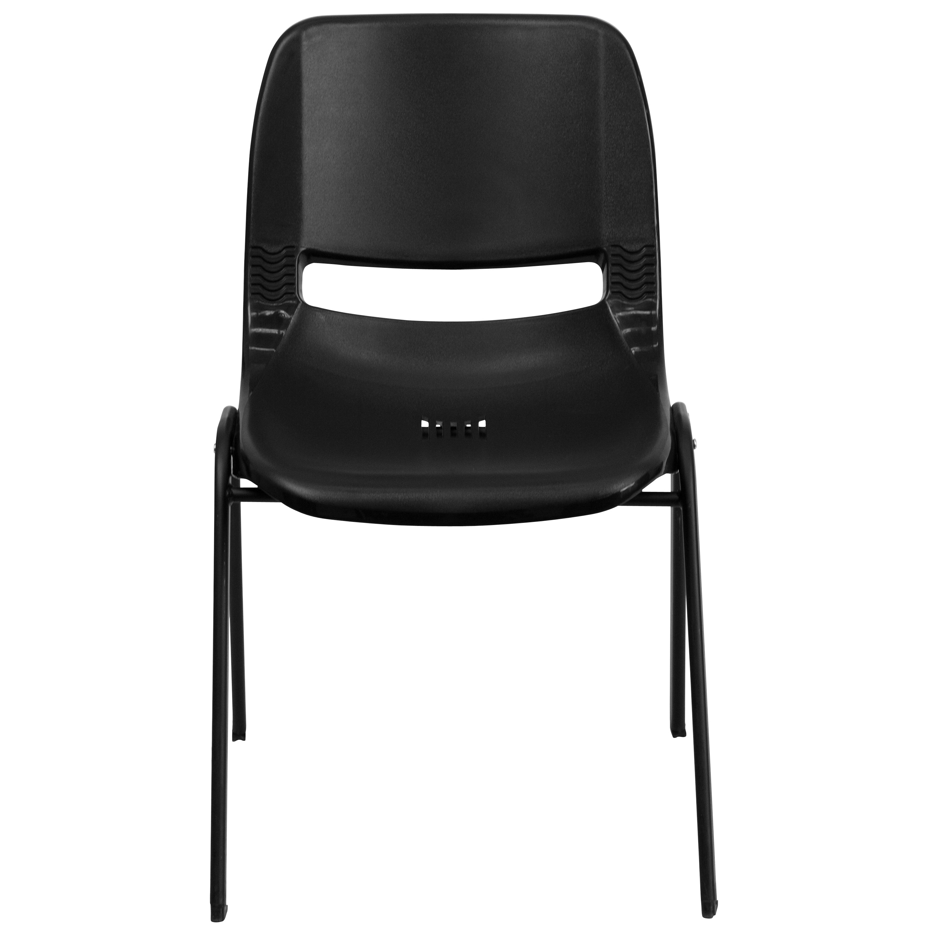 HERCULES Series 440 lb. Capacity Kid's Black Ergonomic Shell Stack Chair with Black Frame and 14" Seat Height