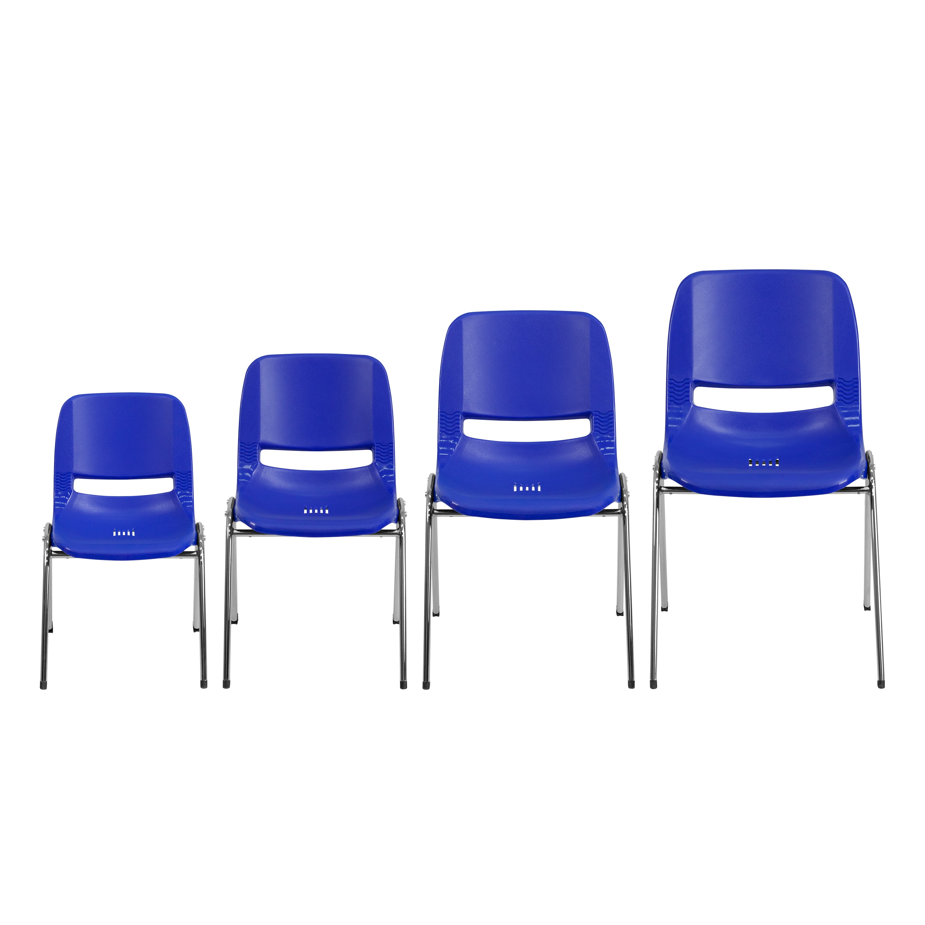 HERCULES Series 661 lb. Capacity Navy Ergonomic Shell Stack Chair with Chrome Frame and 16'' Seat Height