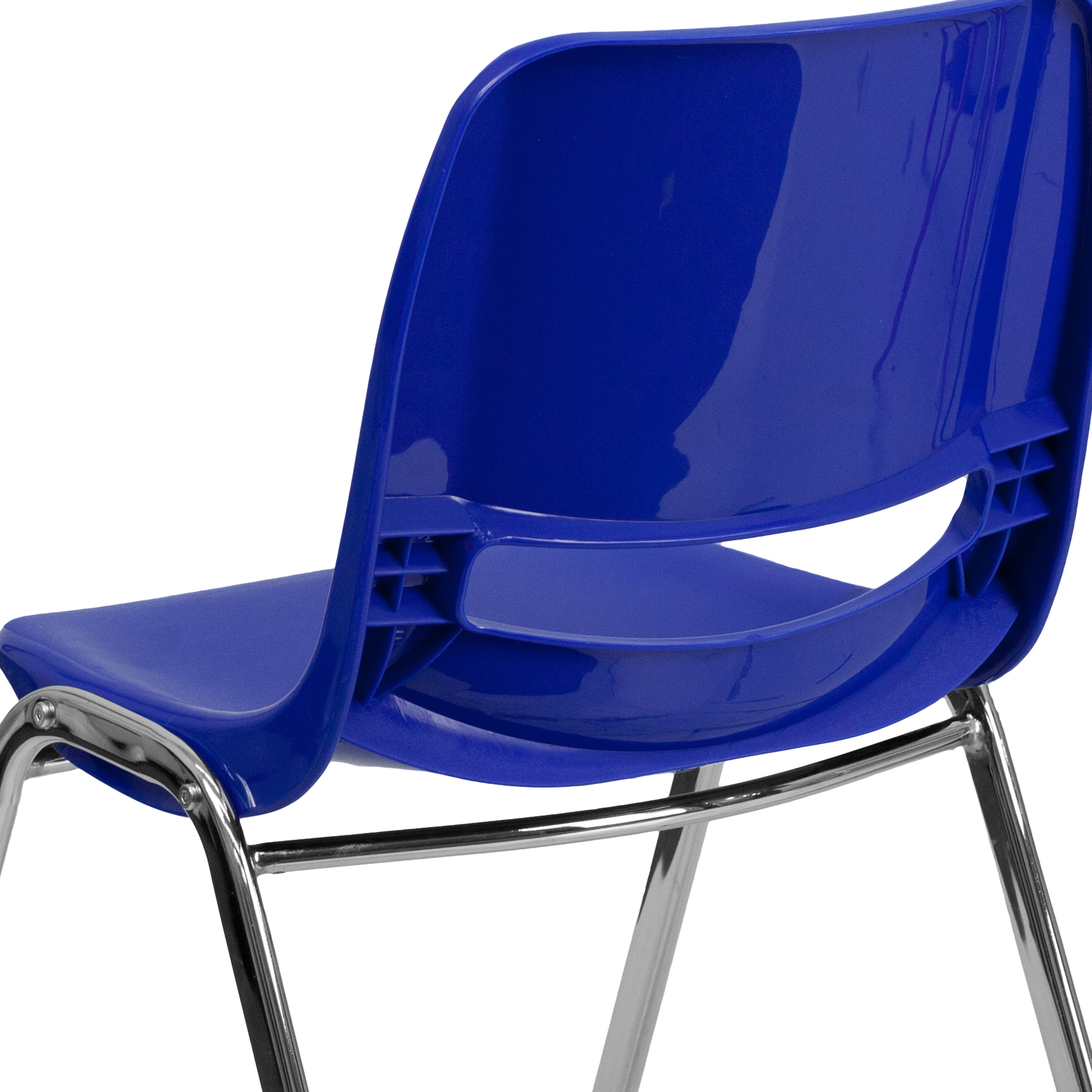 HERCULES Series 661 lb. Capacity Navy Ergonomic Shell Stack Chair with Chrome Frame and 16'' Seat Height
