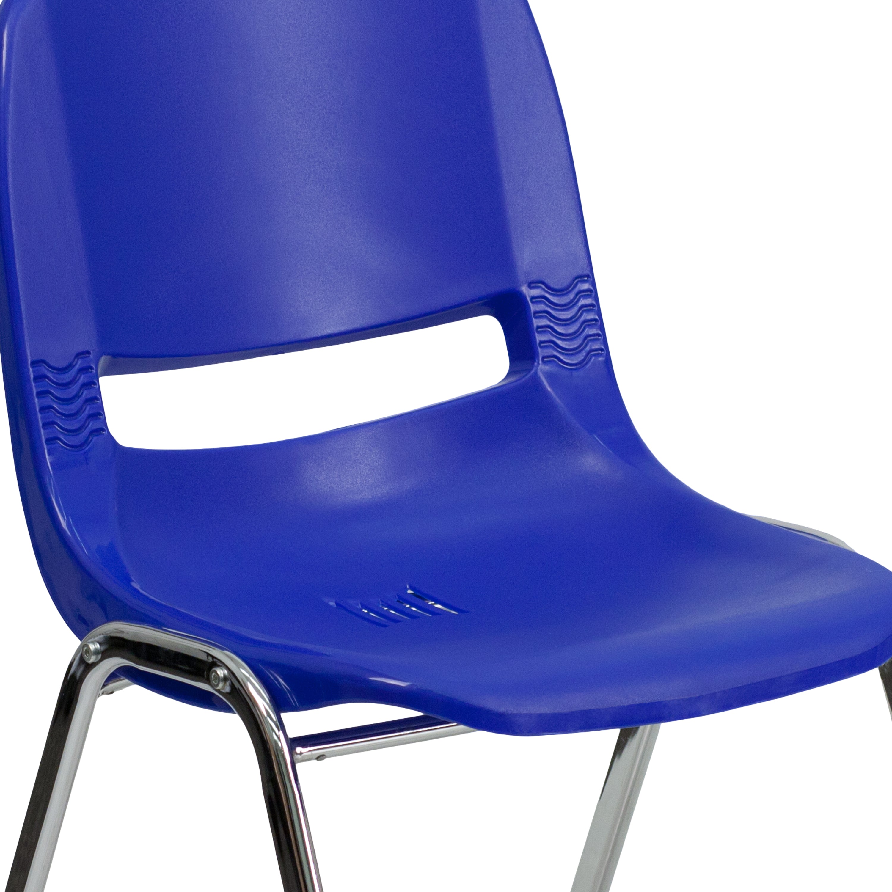 HERCULES Series 661 lb. Capacity Navy Ergonomic Shell Stack Chair with Chrome Frame and 16'' Seat Height