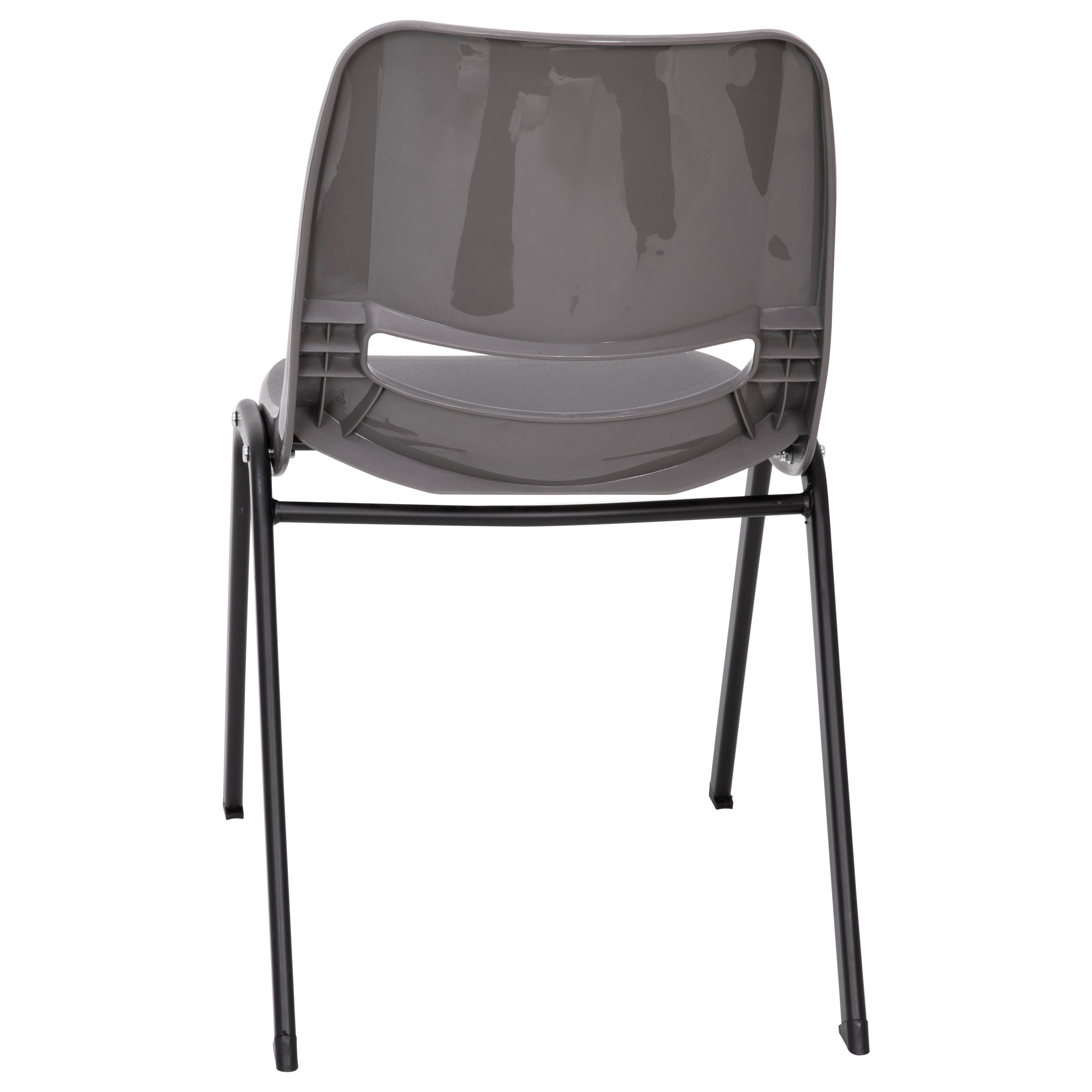 HERCULES Series 661 lb. Capacity Gray Ergonomic Shell Stack Chair with Black Frame and 16'' Seat Height