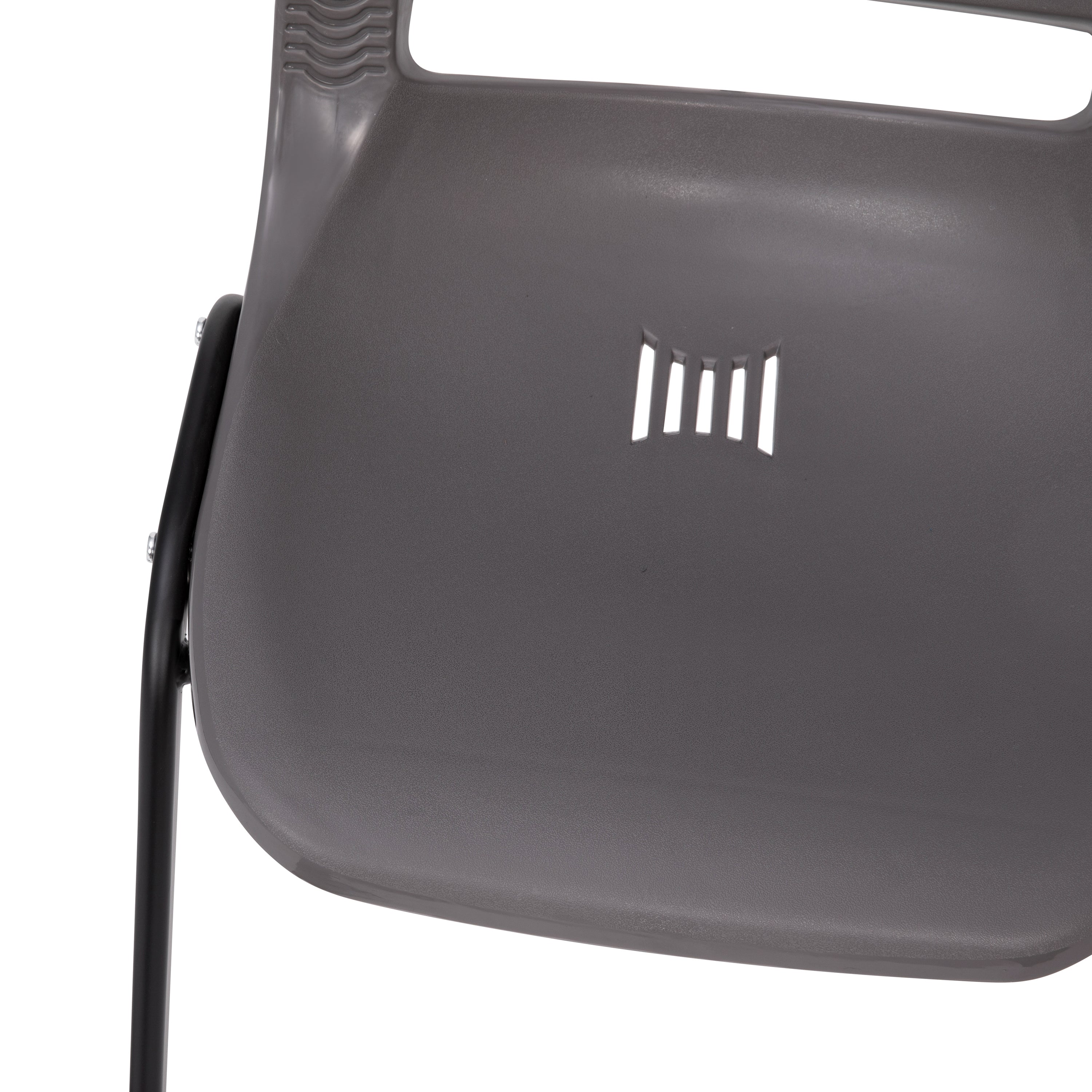 HERCULES Series 661 lb. Capacity Gray Ergonomic Shell Stack Chair with Black Frame and 16'' Seat Height