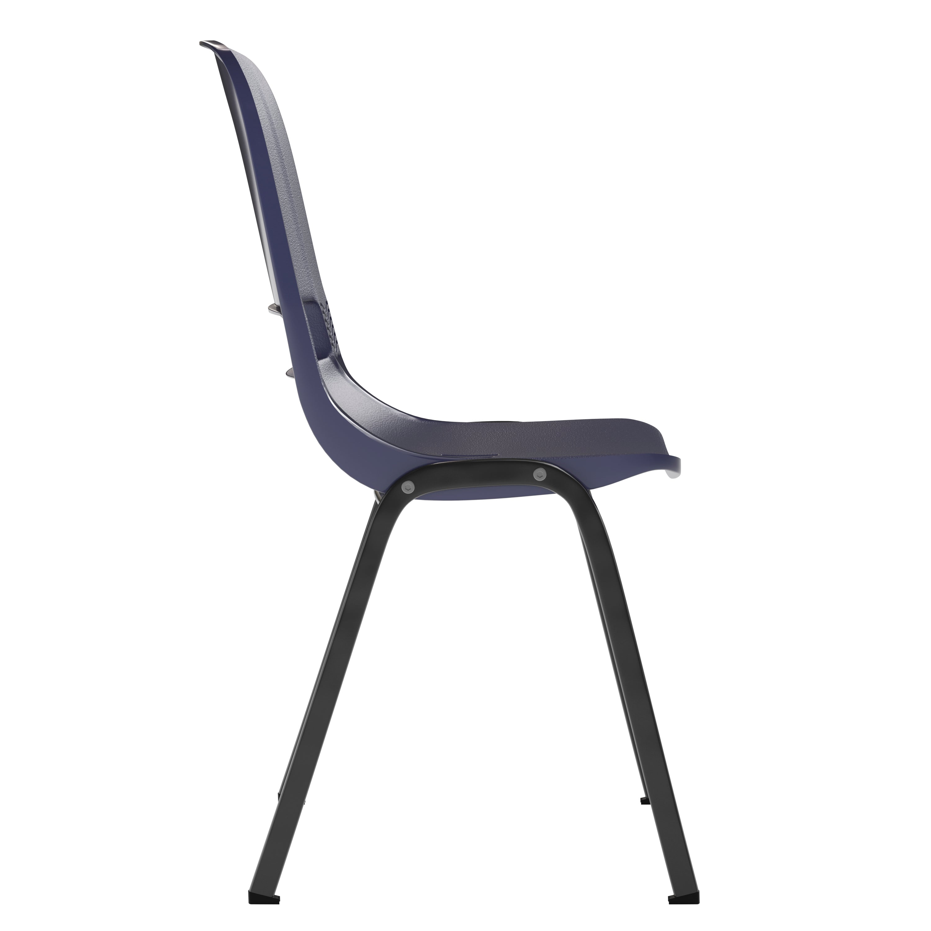 HERCULES Series 661 lb. Capacity Navy Ergonomic Shell Stack Chair with Black Frame and 16'' Seat Height