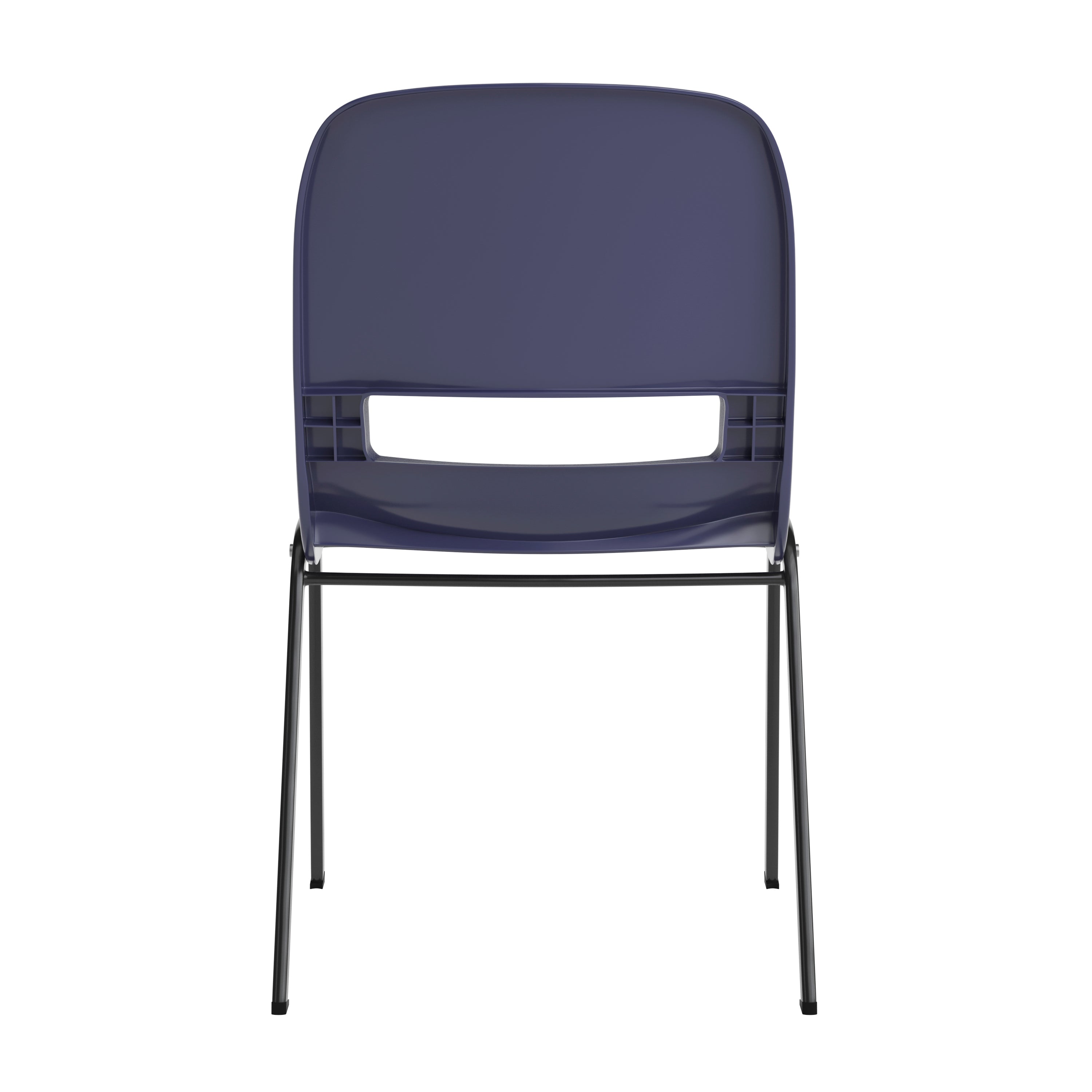 HERCULES Series 661 lb. Capacity Navy Ergonomic Shell Stack Chair with Black Frame and 16'' Seat Height