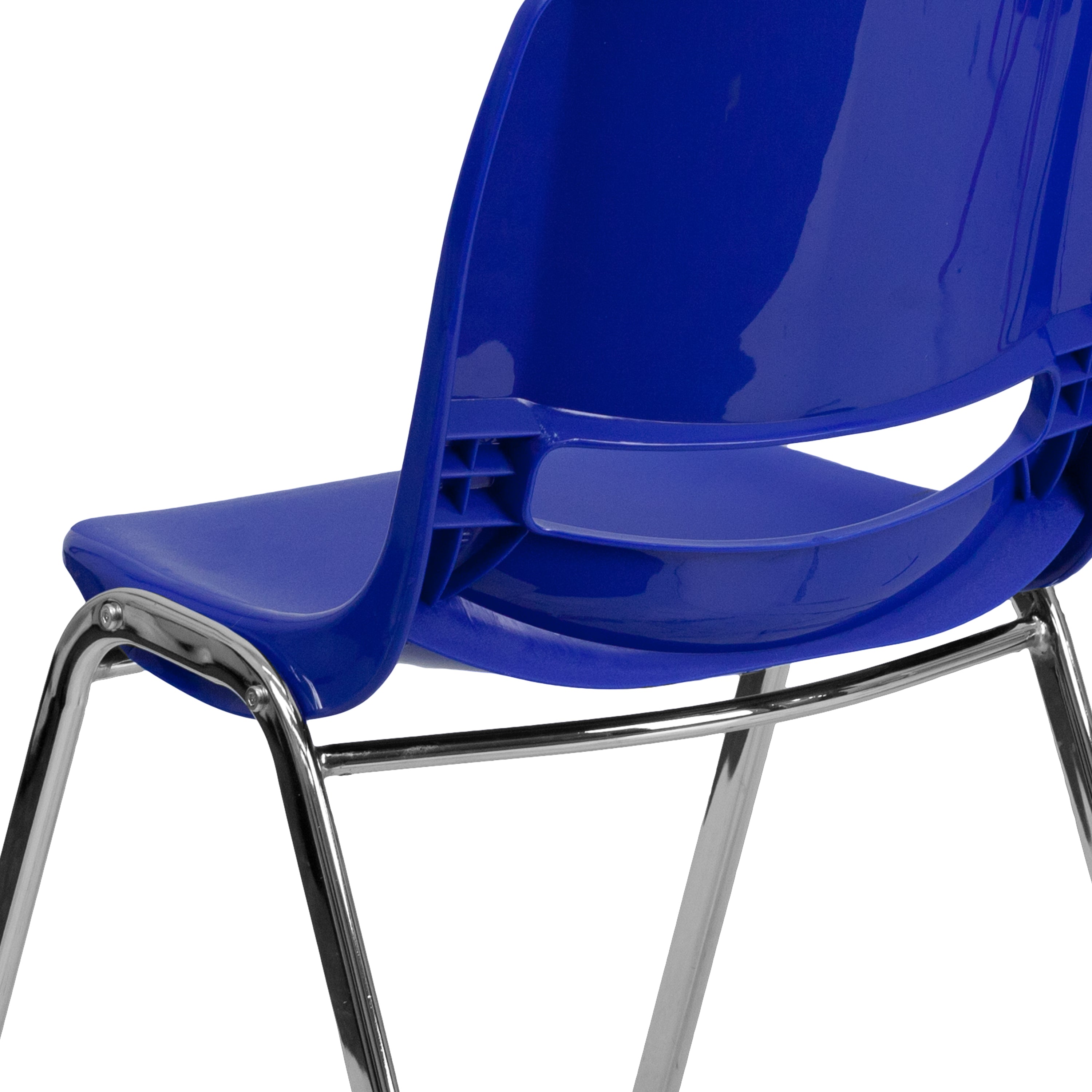HERCULES Series 880 lb. Capacity Navy Ergonomic Shell Stack Chair with Chrome Frame and 18'' Seat Height