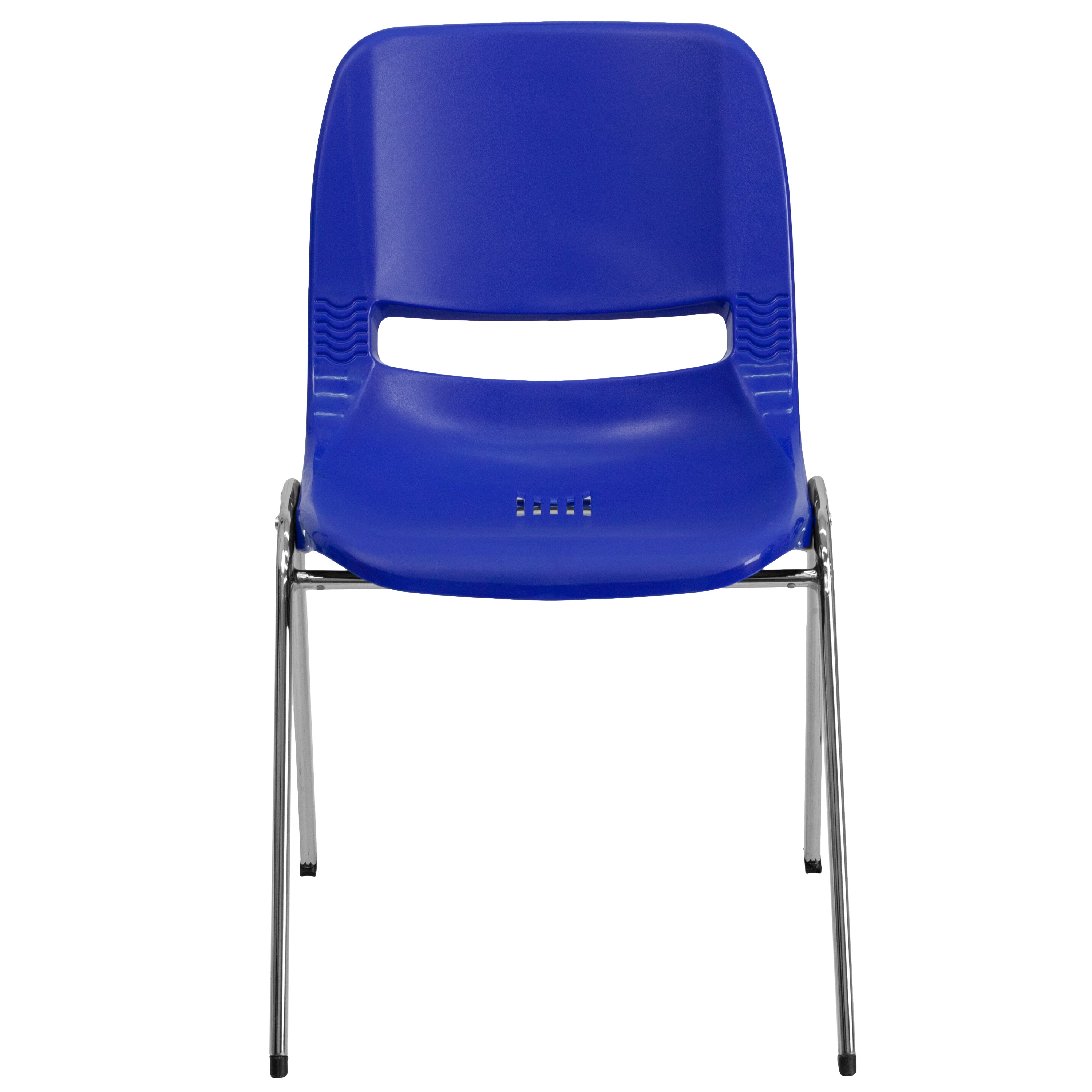 HERCULES Series 880 lb. Capacity Navy Ergonomic Shell Stack Chair with Chrome Frame and 18'' Seat Height