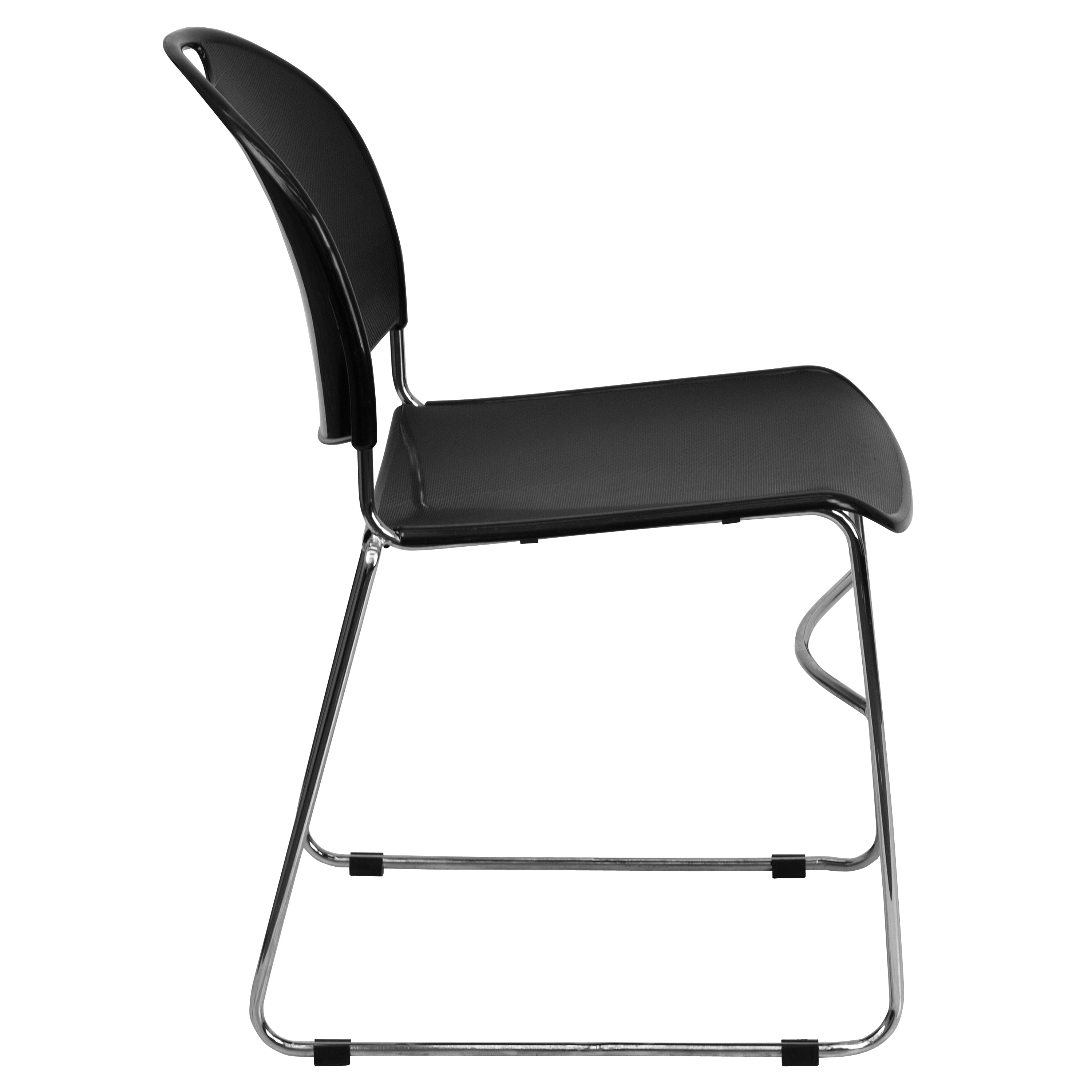 HERCULES Series 880 lb. Capacity Black Ultra-Compact Stack Chair with Chrome Frame