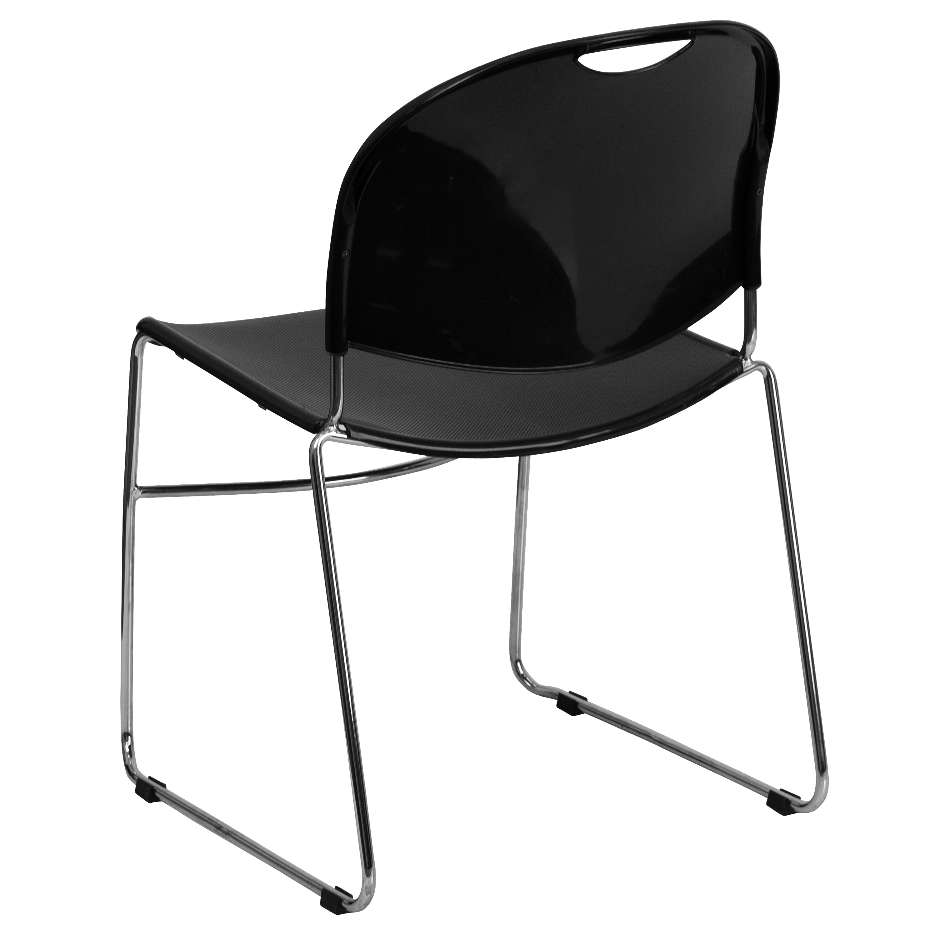 HERCULES Series 880 lb. Capacity Black Ultra-Compact Stack Chair with Chrome Frame