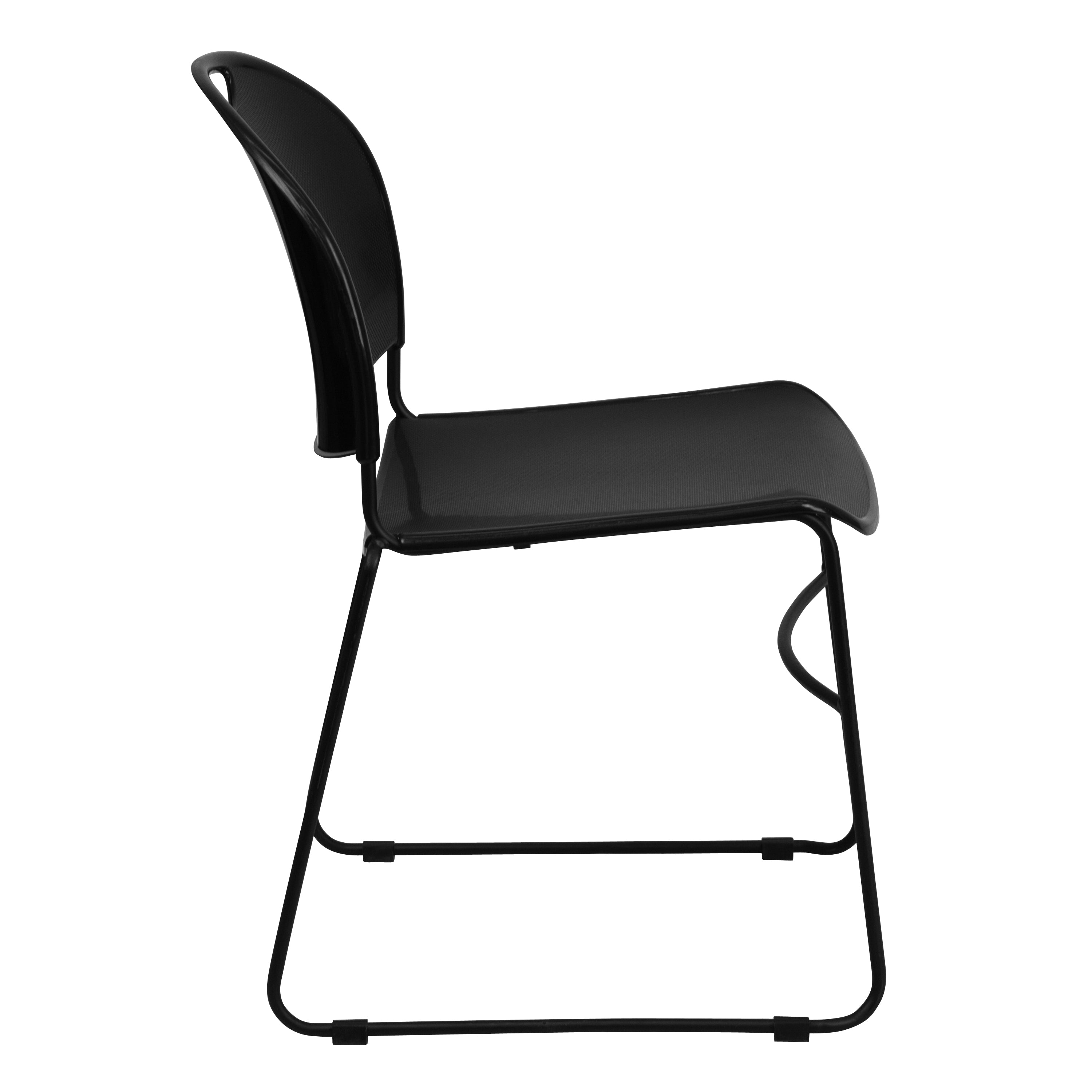 HERCULES Series 880 lb. Capacity Black Ultra-Compact Stack Chair with Black Powder Coated Frame