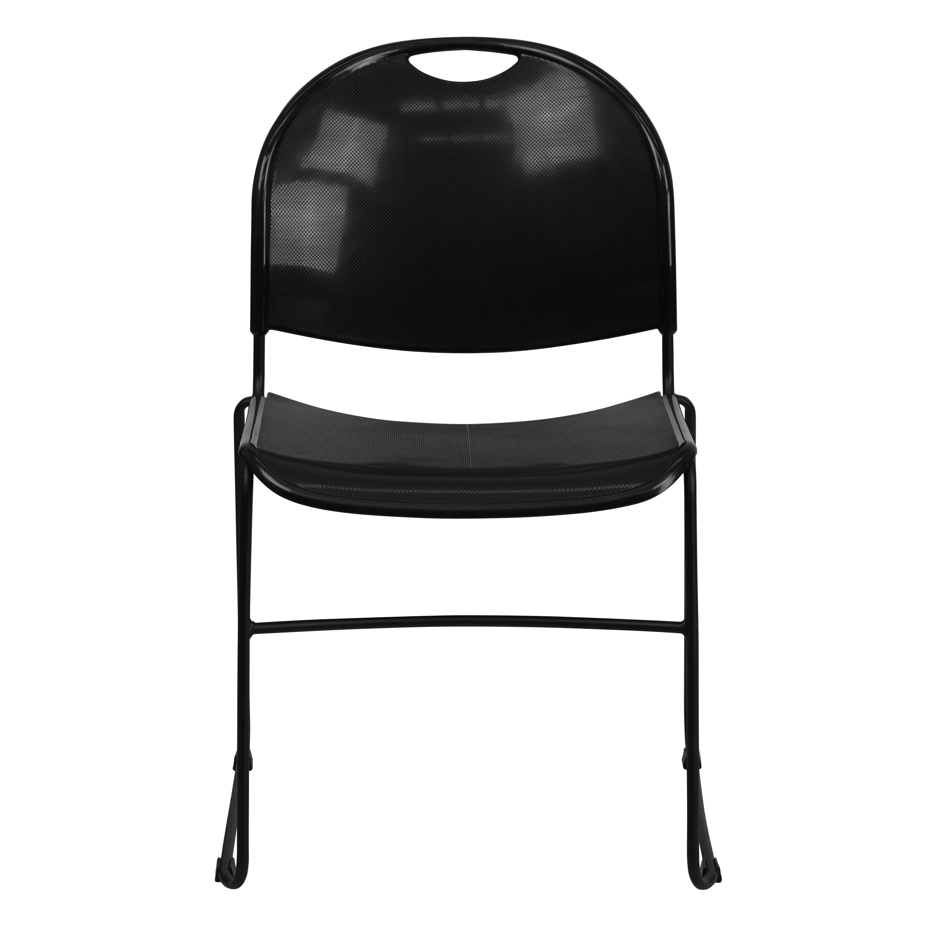 HERCULES Series 880 lb. Capacity Black Ultra-Compact Stack Chair with Black Powder Coated Frame