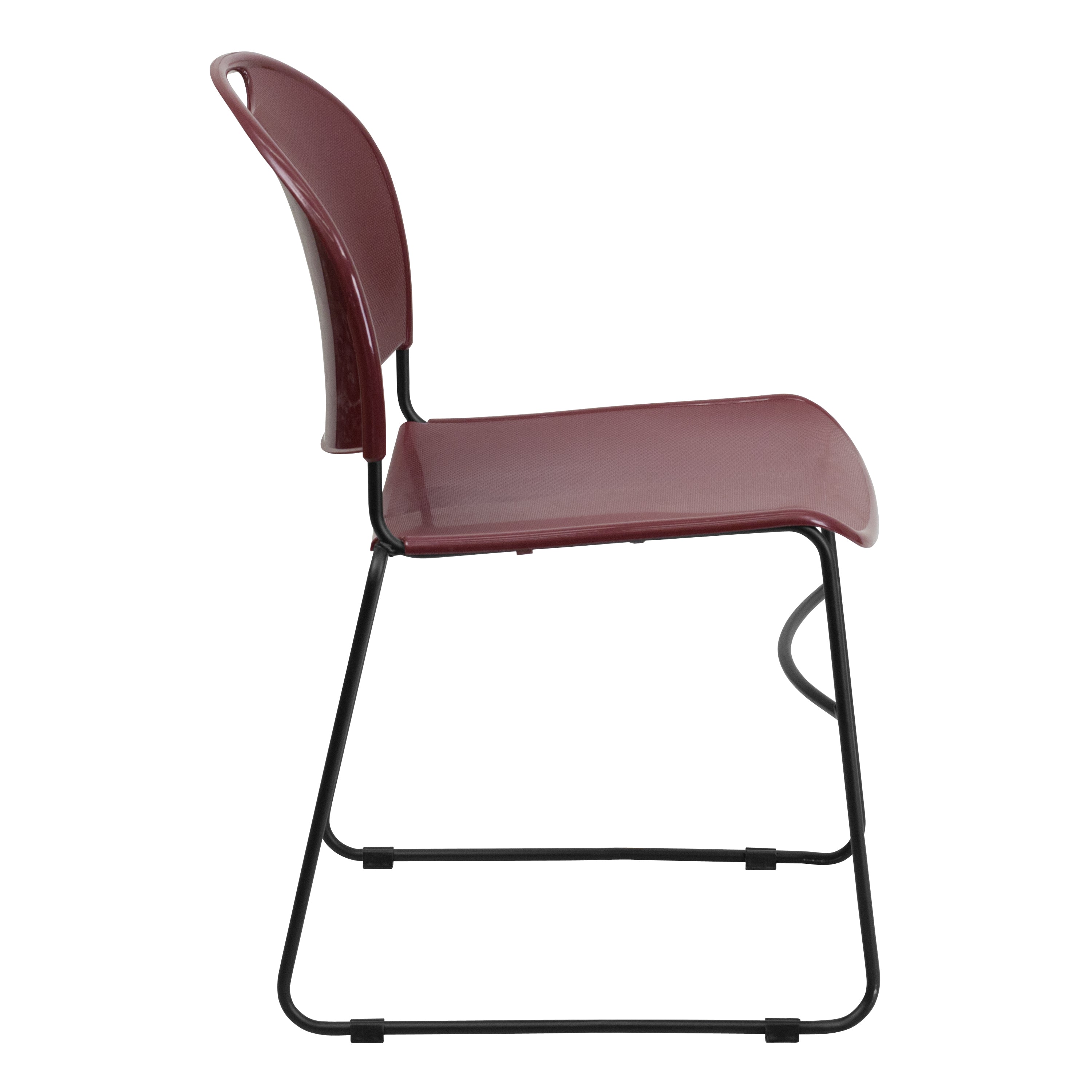HERCULES Series 880 lb. Capacity Burgundy Ultra-Compact Stack Chair with Black Powder Coated Frame