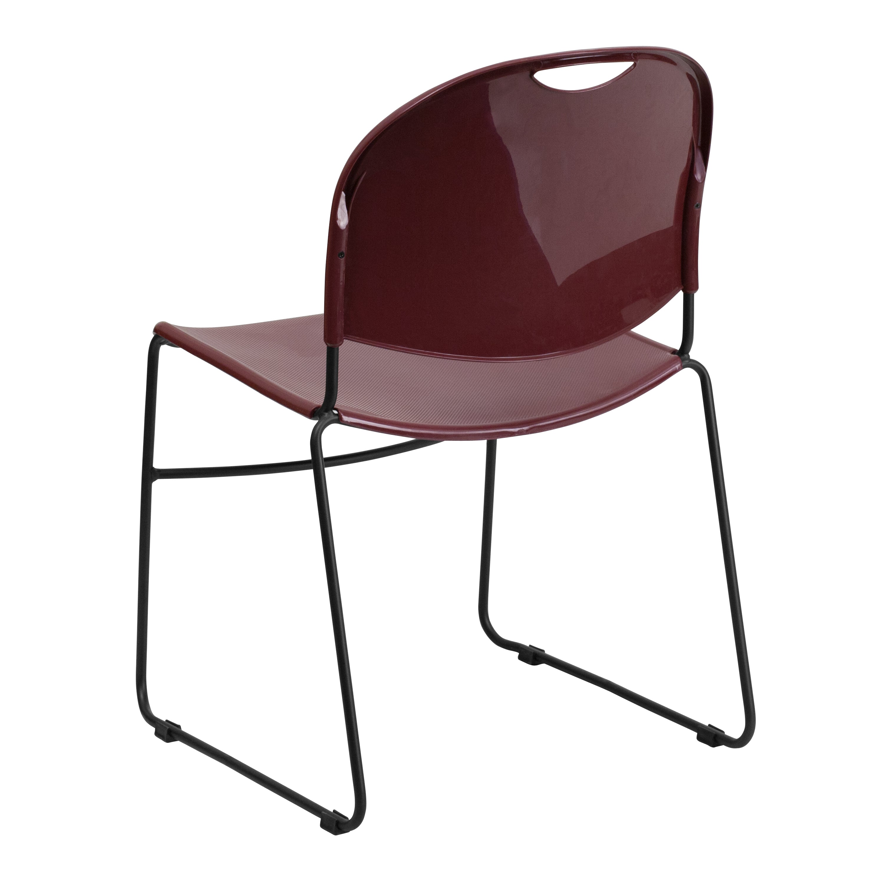 HERCULES Series 880 lb. Capacity Burgundy Ultra-Compact Stack Chair with Black Powder Coated Frame