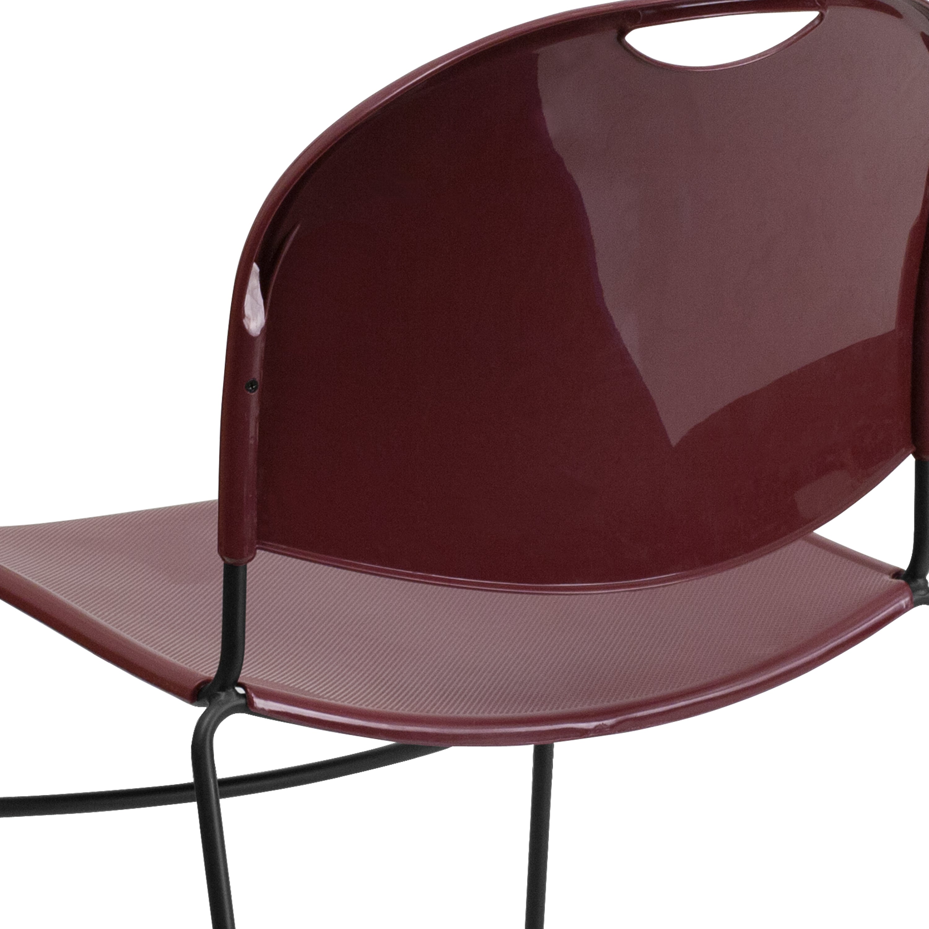 HERCULES Series 880 lb. Capacity Burgundy Ultra-Compact Stack Chair with Black Powder Coated Frame