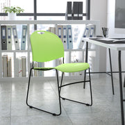 HERCULES Series 880 lb. Capacity Green Ultra-Compact Stack Chair with Black Powder Coated Frame
