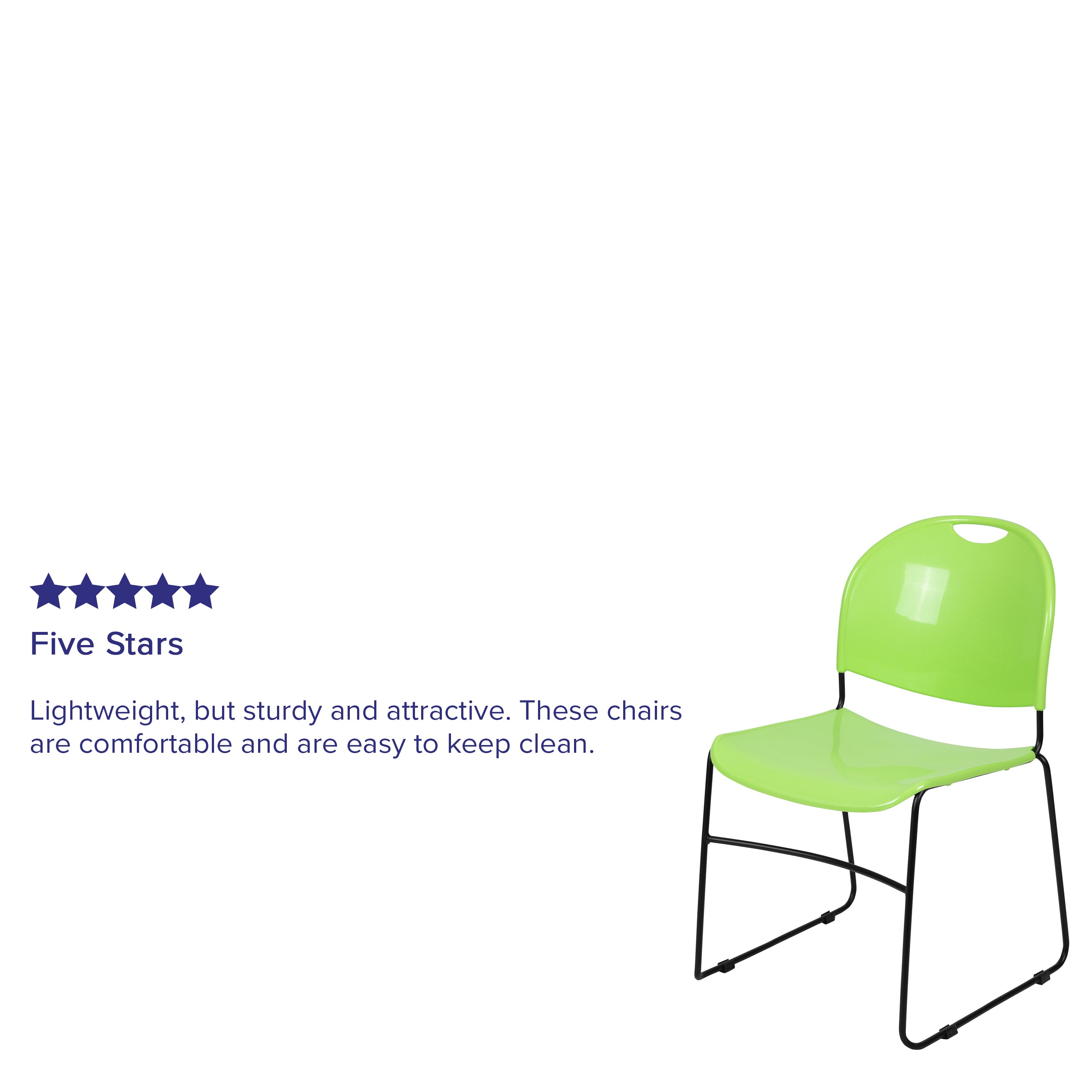 HERCULES Series 880 lb. Capacity Green Ultra-Compact Stack Chair with Black Powder Coated Frame
