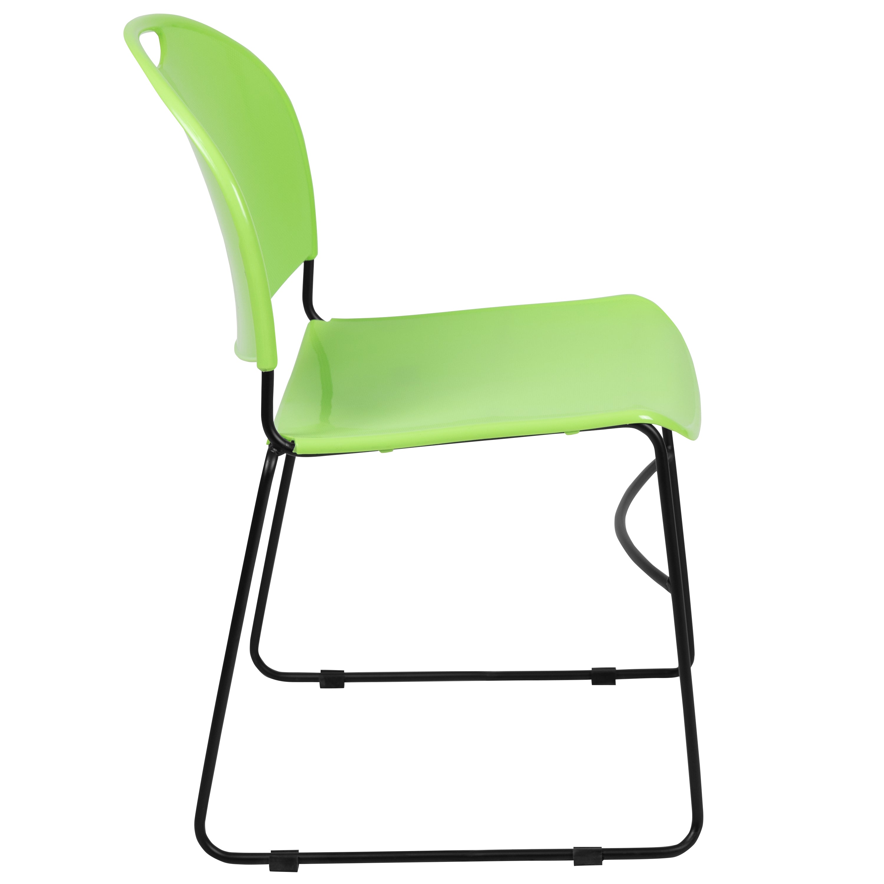 HERCULES Series 880 lb. Capacity Green Ultra-Compact Stack Chair with Black Powder Coated Frame