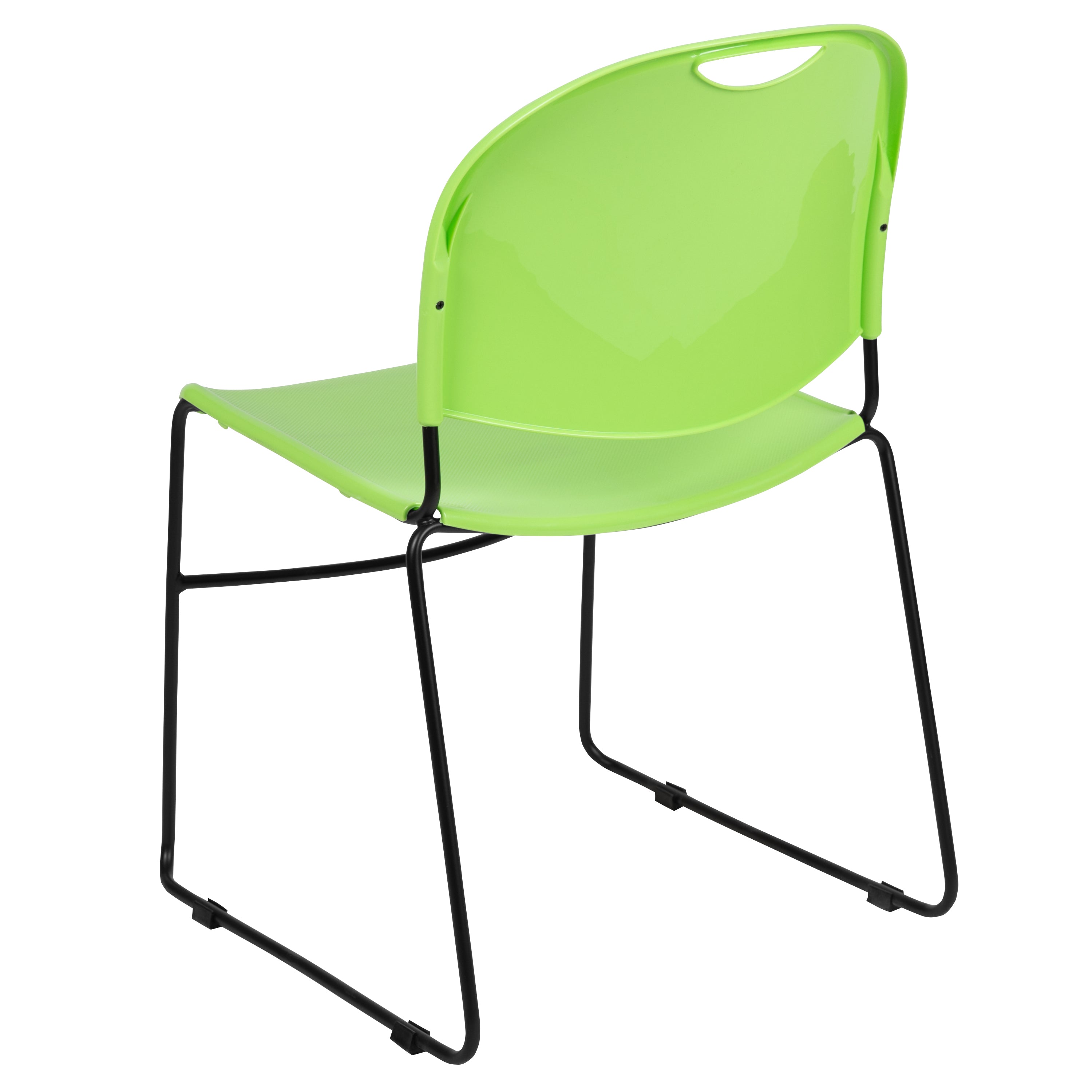 HERCULES Series 880 lb. Capacity Green Ultra-Compact Stack Chair with Black Powder Coated Frame