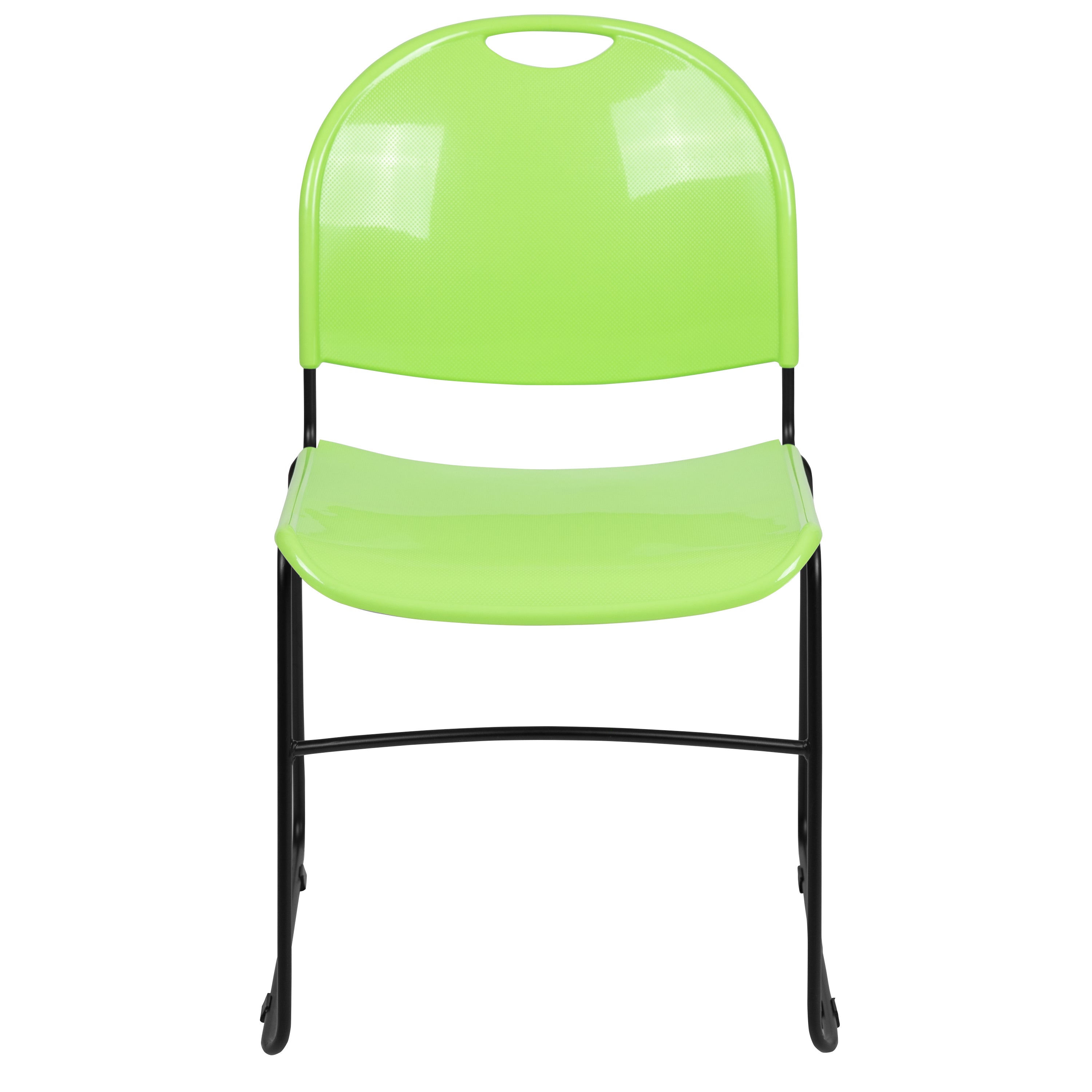 HERCULES Series 880 lb. Capacity Green Ultra-Compact Stack Chair with Black Powder Coated Frame