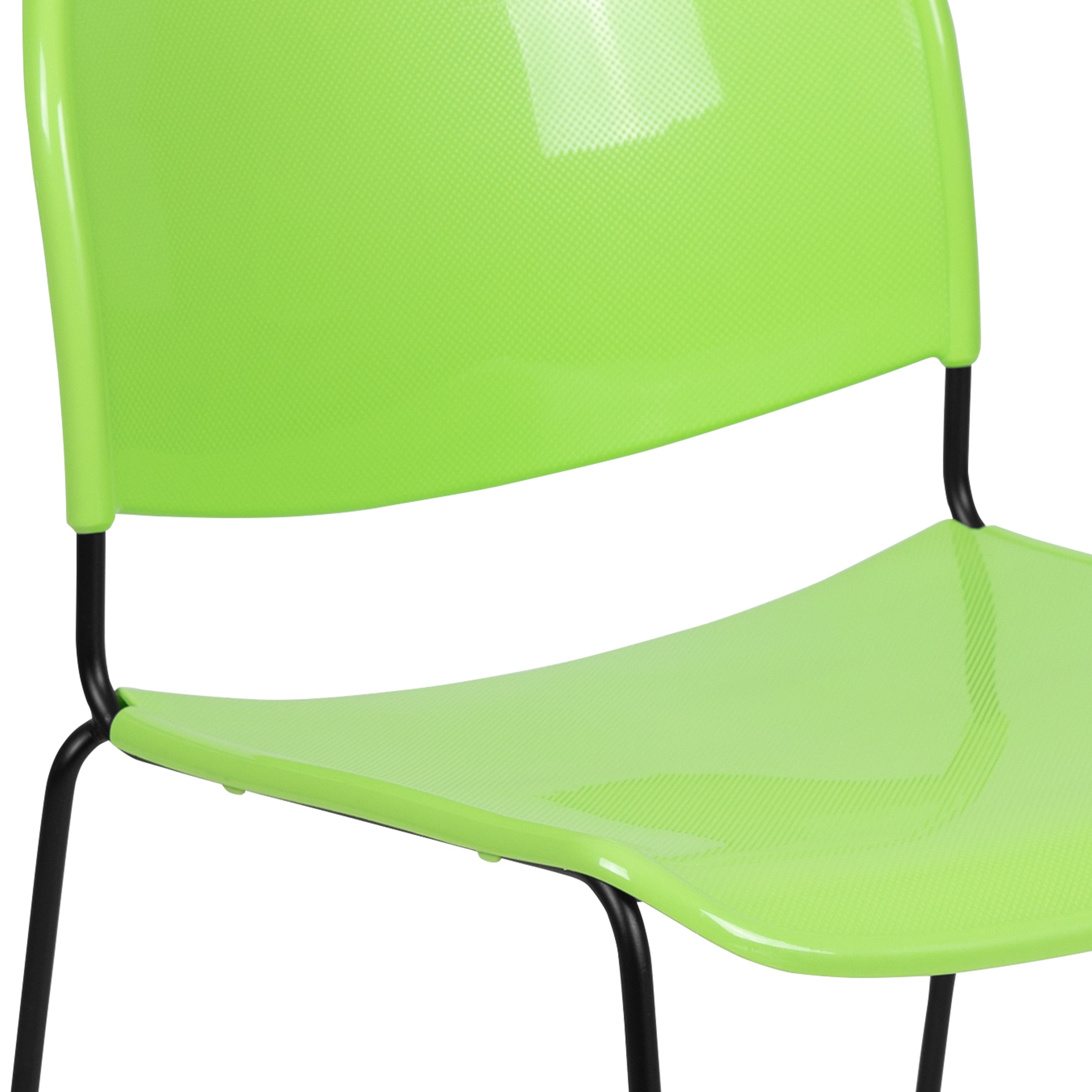 HERCULES Series 880 lb. Capacity Green Ultra-Compact Stack Chair with Black Powder Coated Frame