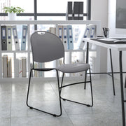 HERCULES Series 880 lb. Capacity Gray Ultra-Compact Stack Chair with Black Powder Coated Frame