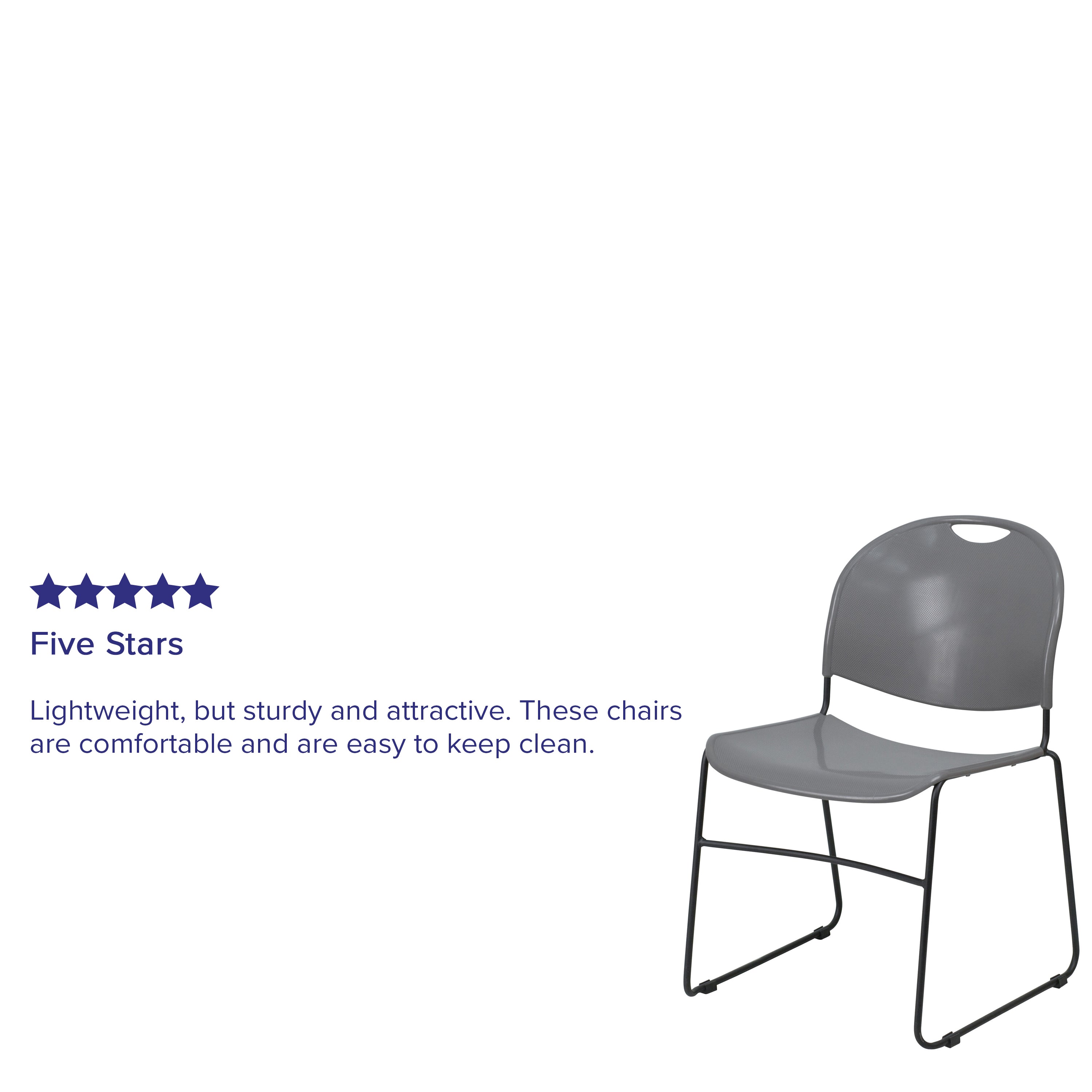HERCULES Series 880 lb. Capacity Gray Ultra-Compact Stack Chair with Black Powder Coated Frame