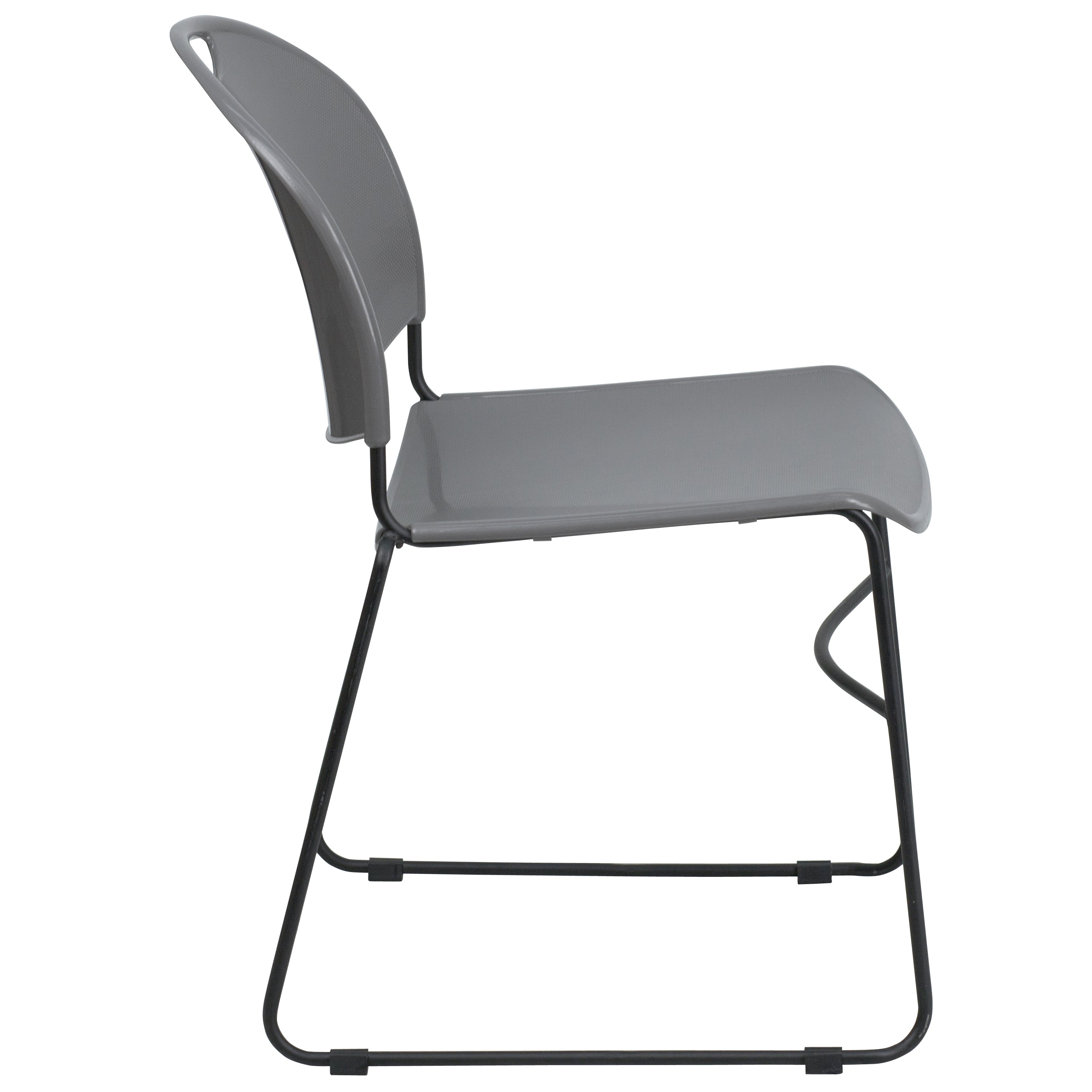 HERCULES Series 880 lb. Capacity Gray Ultra-Compact Stack Chair with Black Powder Coated Frame