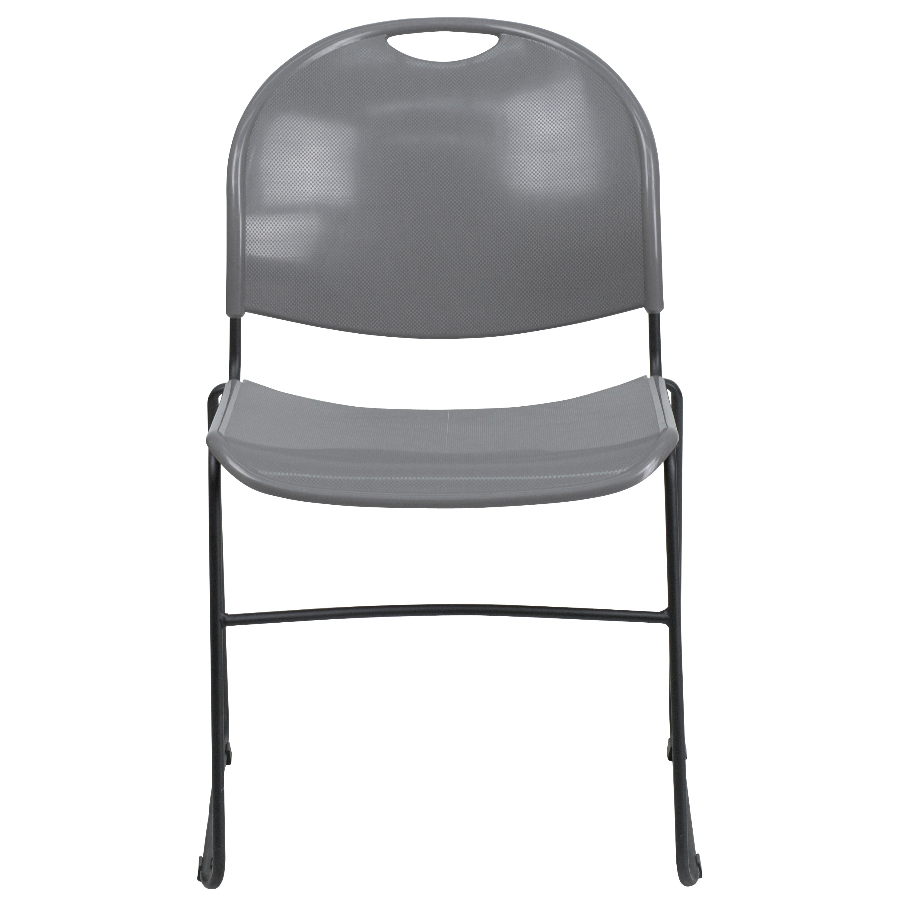 HERCULES Series 880 lb. Capacity Gray Ultra-Compact Stack Chair with Black Powder Coated Frame