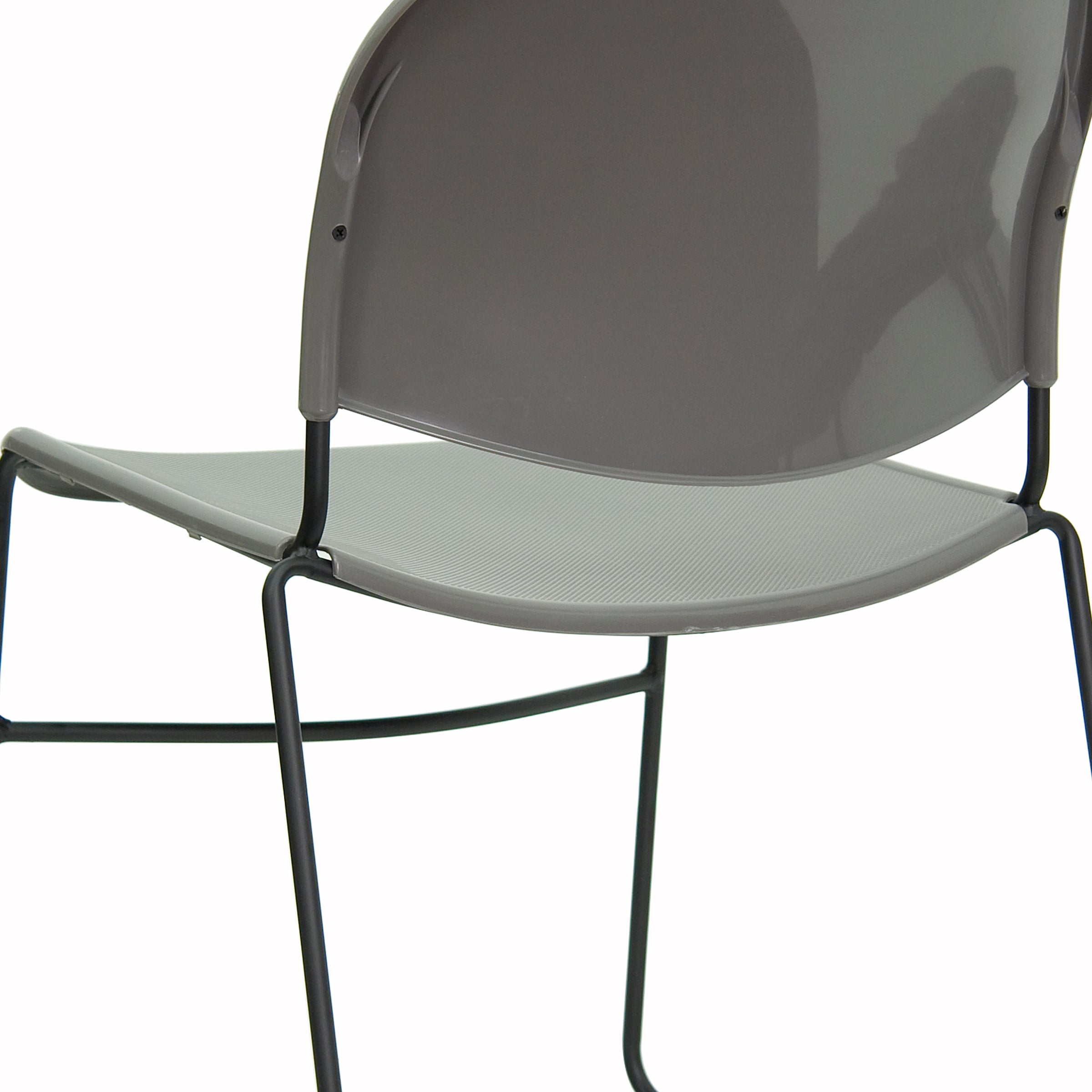 HERCULES Series 880 lb. Capacity Gray Ultra-Compact Stack Chair with Black Powder Coated Frame