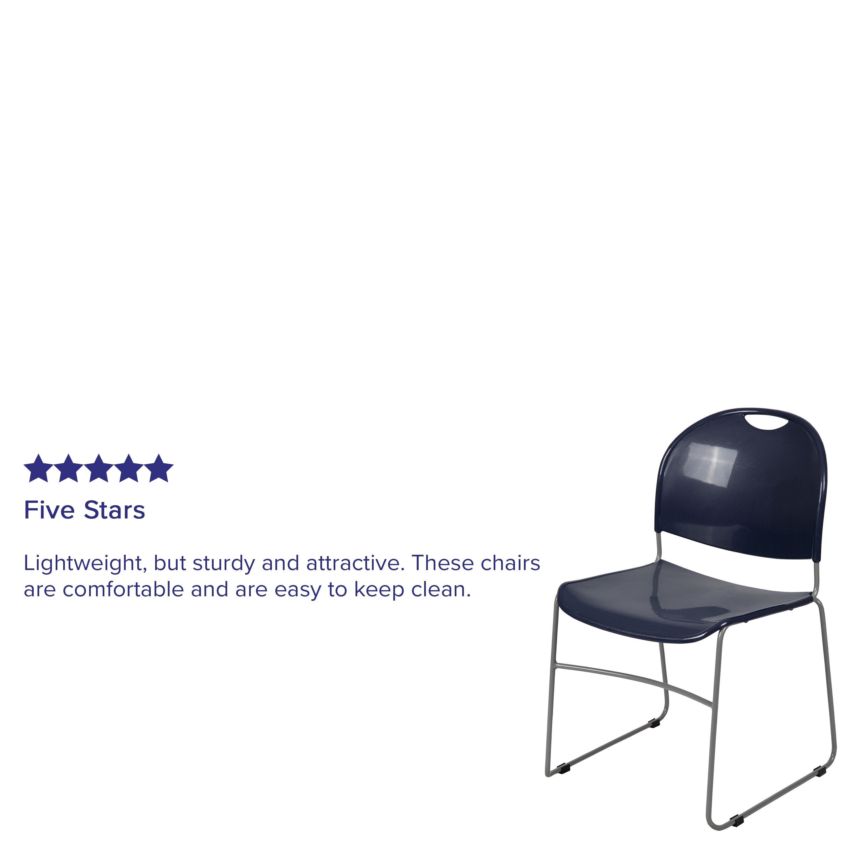 HERCULES Series 880 lb. Capacity Navy Ultra-Compact Stack Chair with Silver Powder Coated Frame