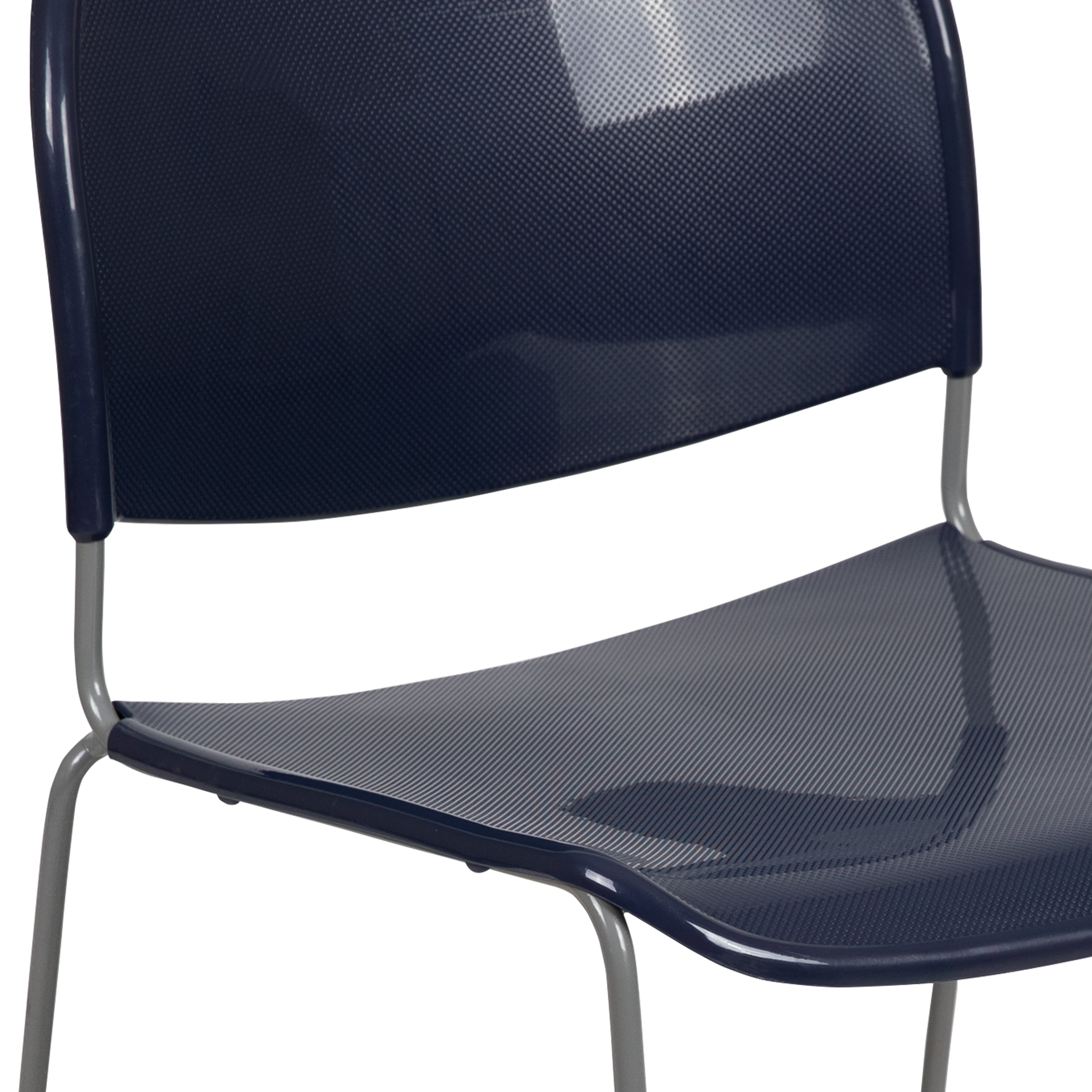 HERCULES Series 880 lb. Capacity Navy Ultra-Compact Stack Chair with Silver Powder Coated Frame