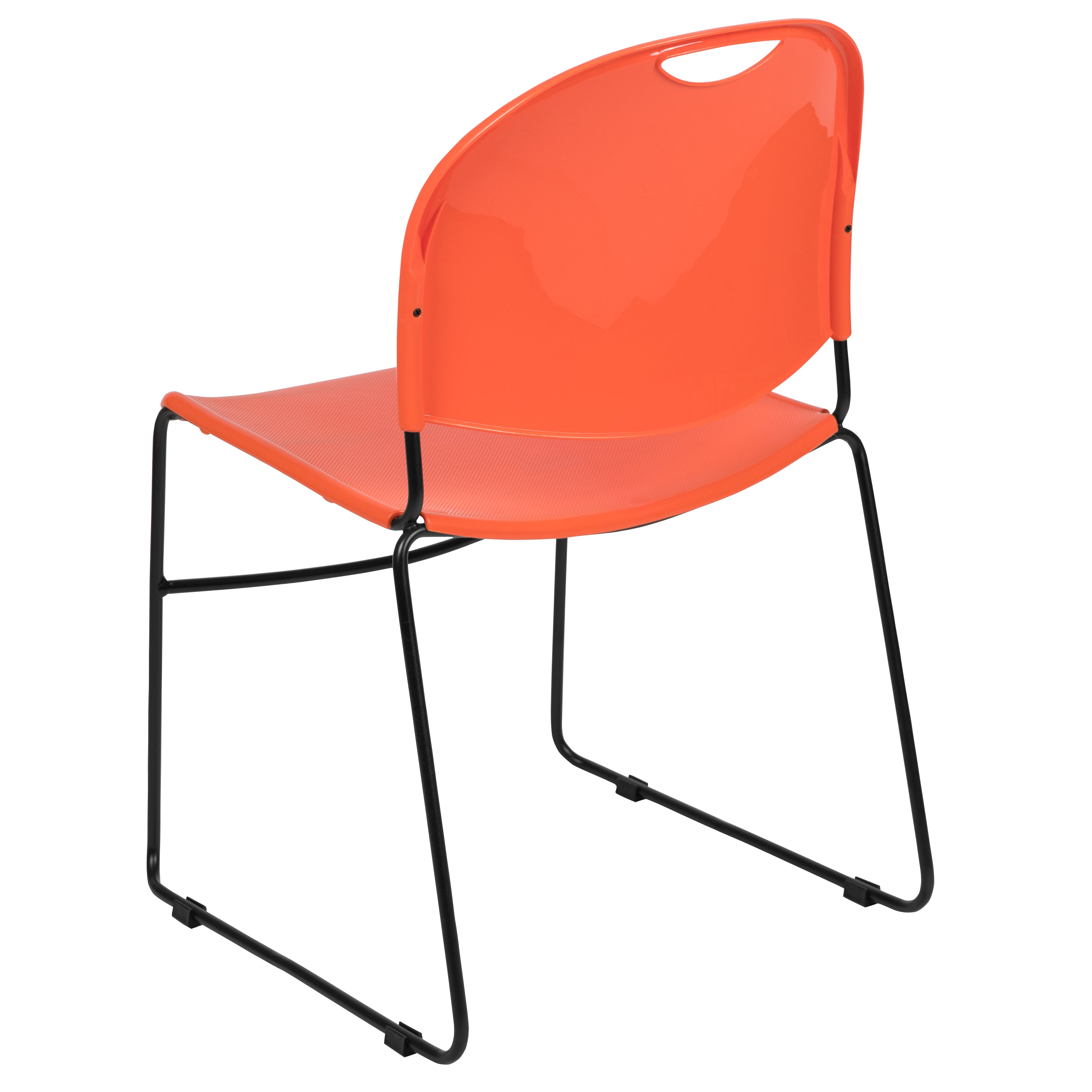 HERCULES Series 880 lb. Capacity Orange Ultra-Compact Stack Chair with Black Powder Coated Frame