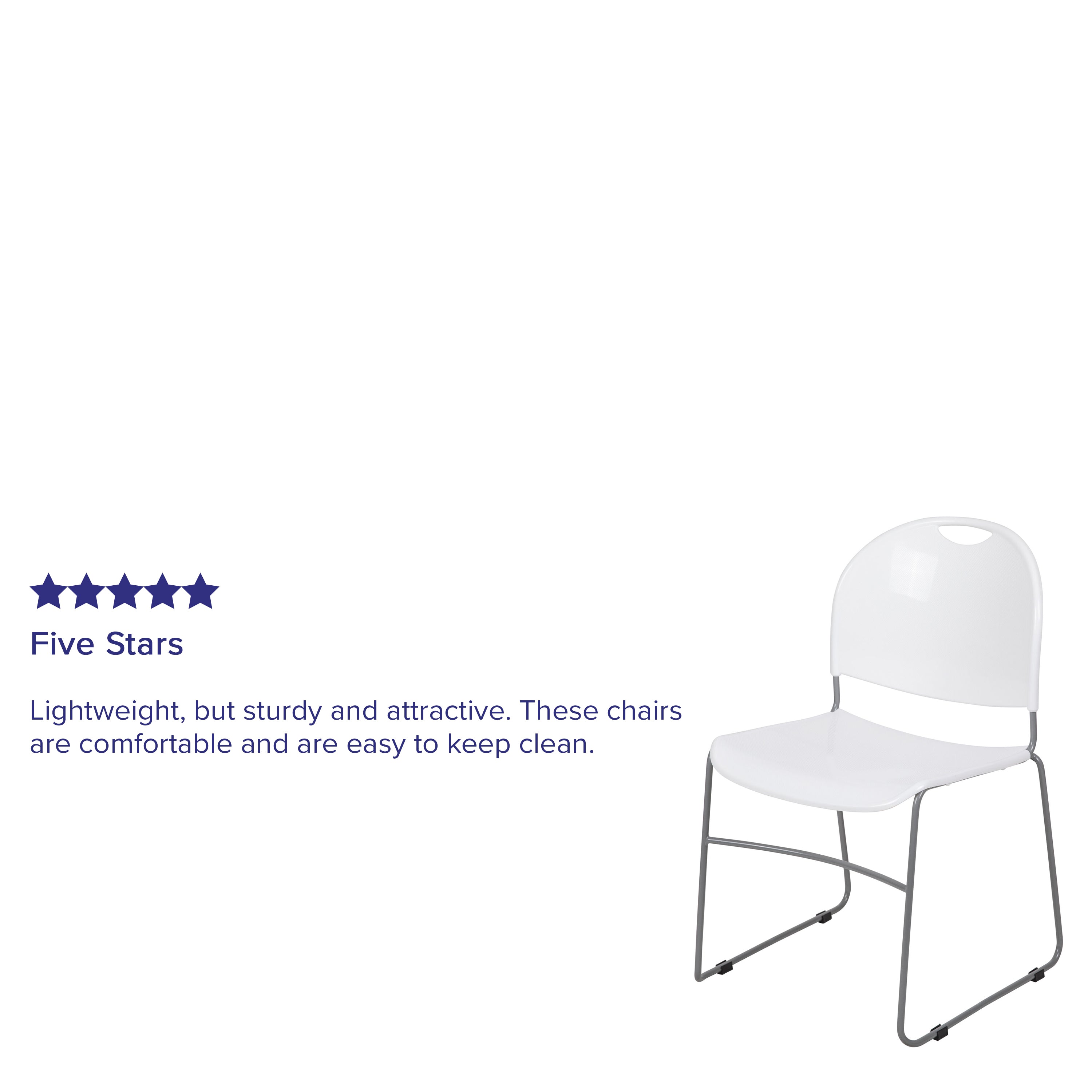 HERCULES Series 880 lb. Capacity White Ultra-Compact Stack Chair with Silver Powder Coated Frame