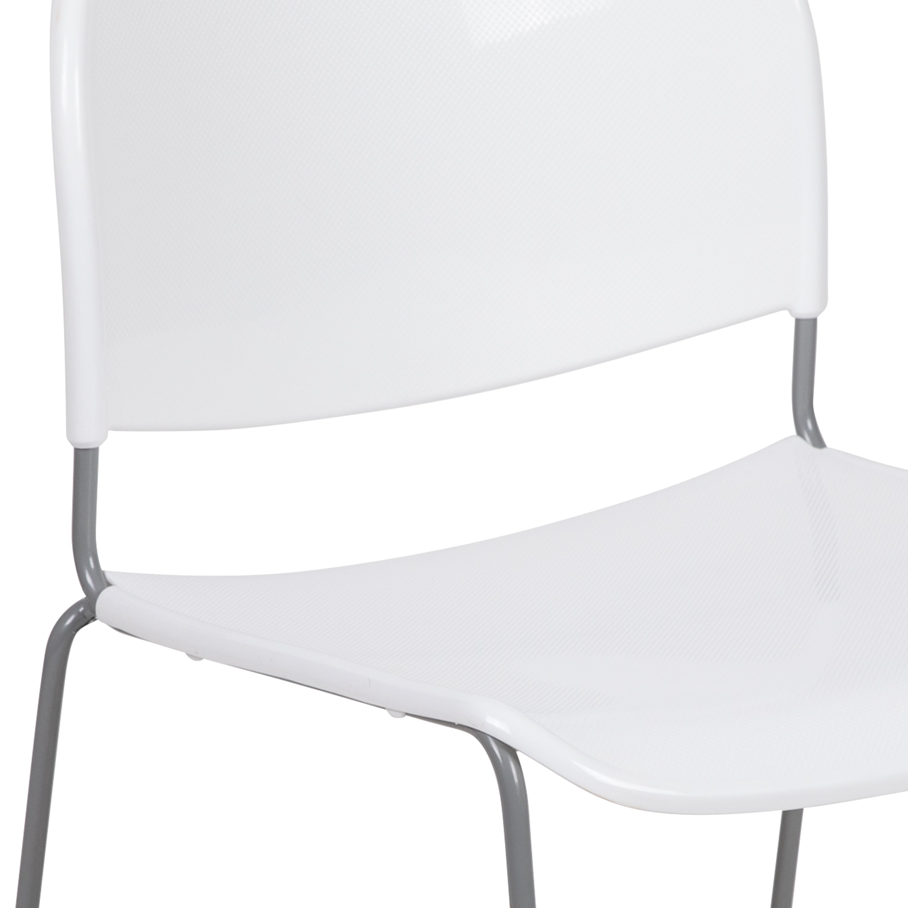 HERCULES Series 880 lb. Capacity White Ultra-Compact Stack Chair with Silver Powder Coated Frame
